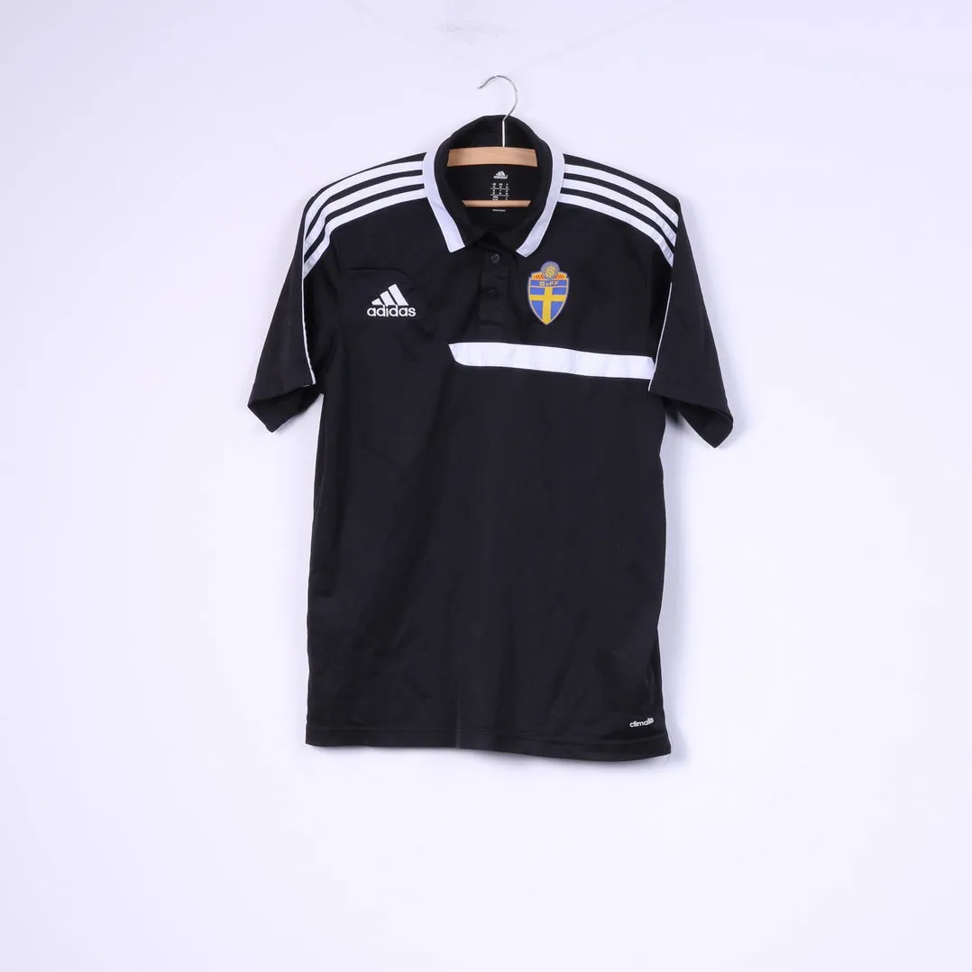 Adidas Svenska Fotbollförbundet Mens M Polo Shirt Sportswear Top Football Club Black
