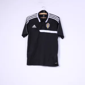 Adidas Svenska Fotbollförbundet Mens M Polo Shirt Sportswear Top Football Club Black