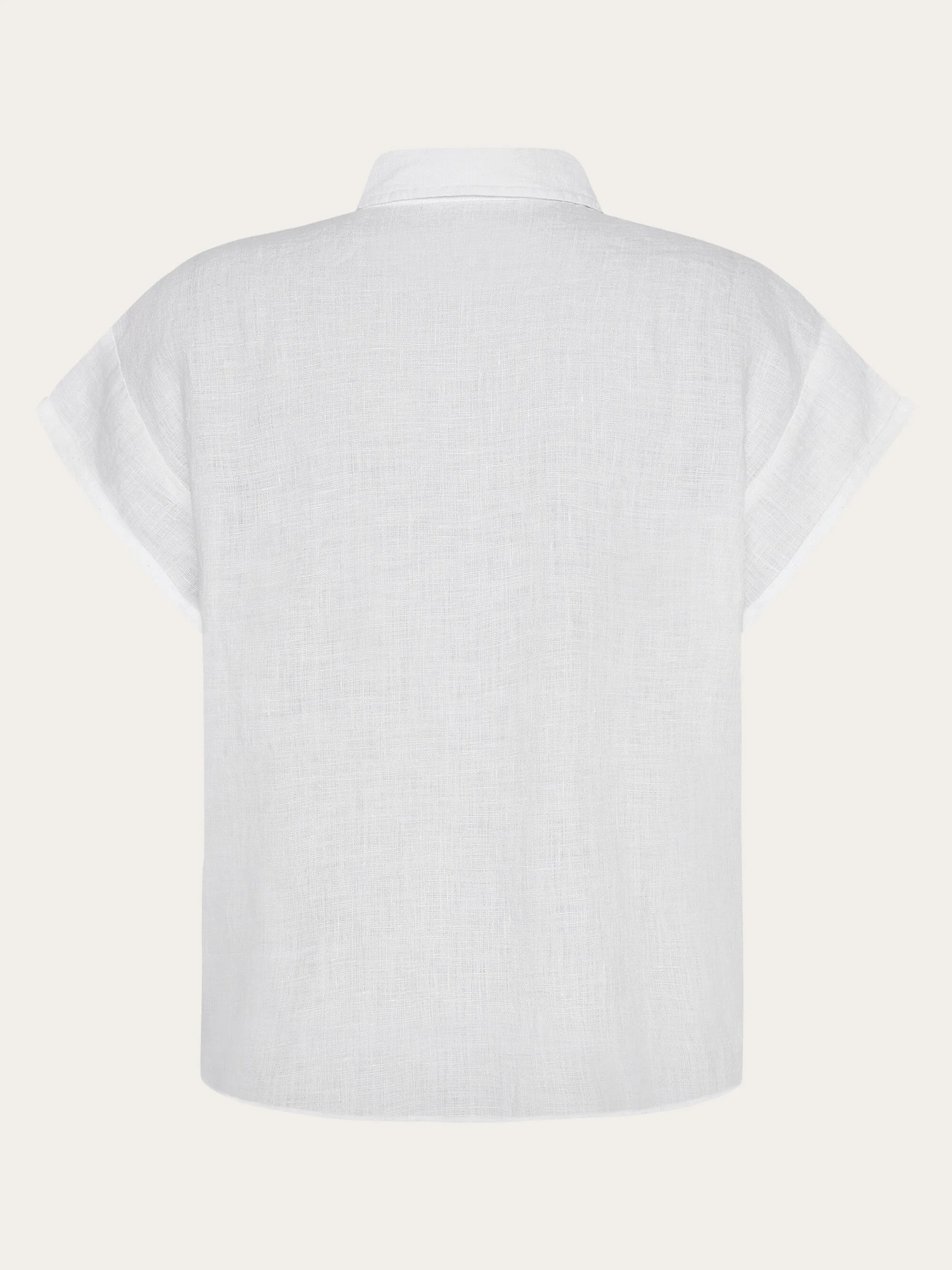 ASTER fold up short sleeve linen shirt - Bright White Knowledge Cotton