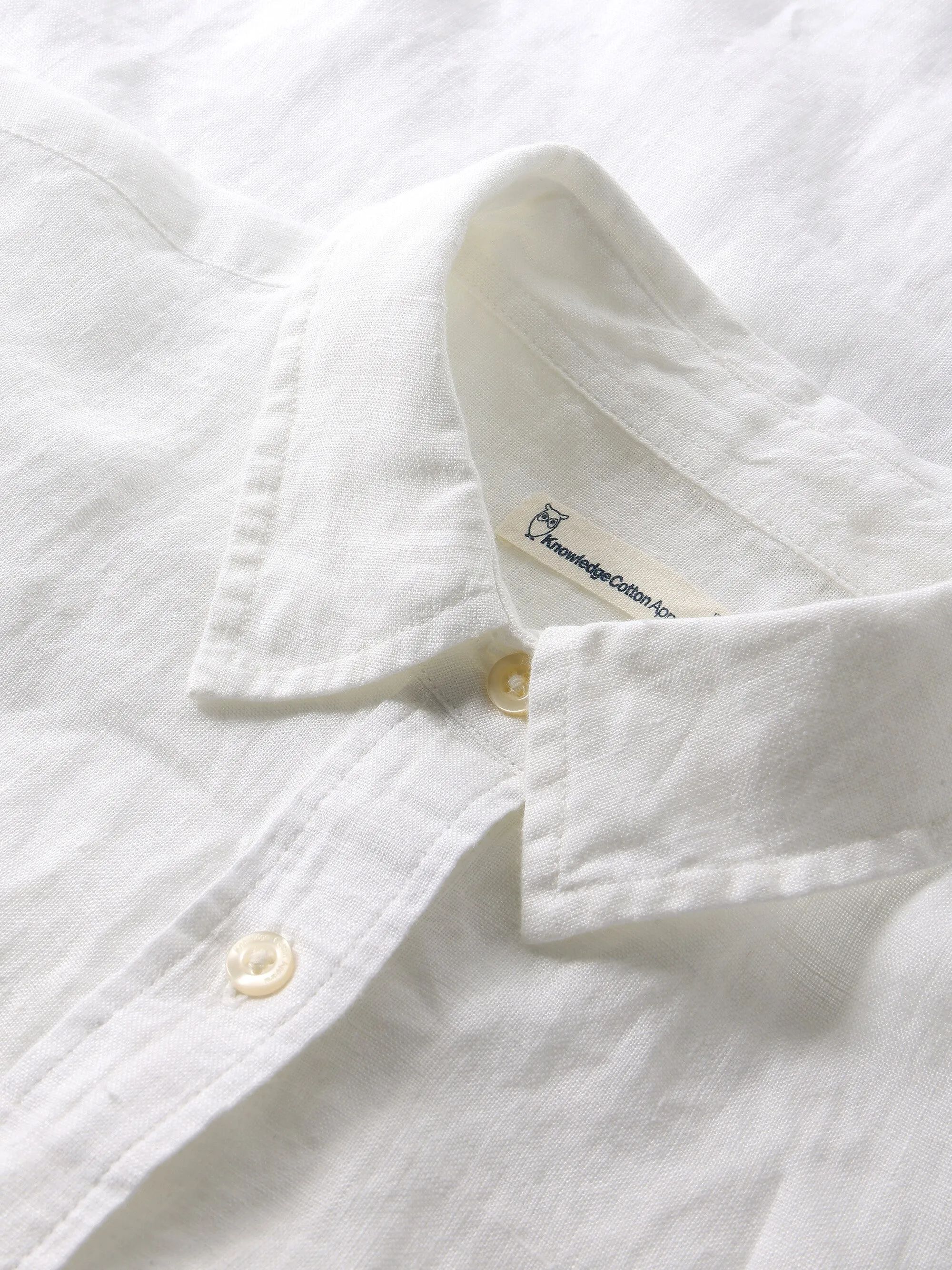 ASTER fold up short sleeve linen shirt - Bright White Knowledge Cotton