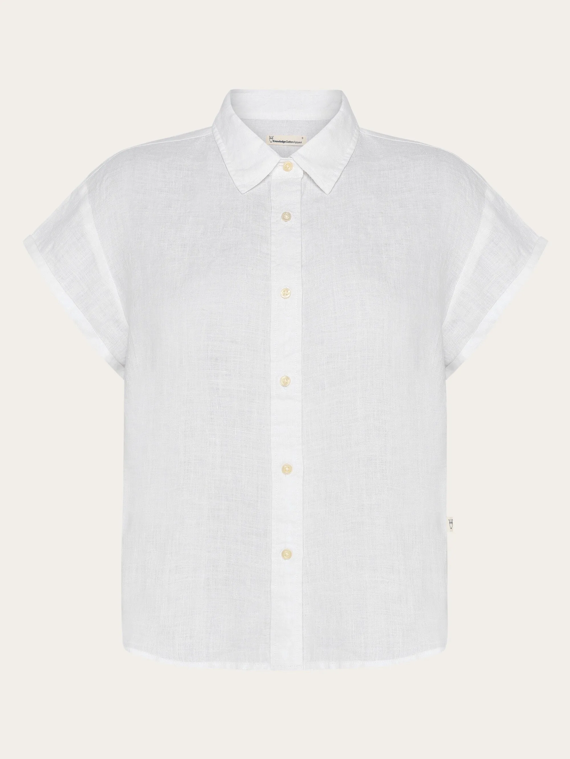 ASTER fold up short sleeve linen shirt - Bright White Knowledge Cotton