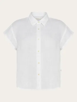 ASTER fold up short sleeve linen shirt - Bright White Knowledge Cotton