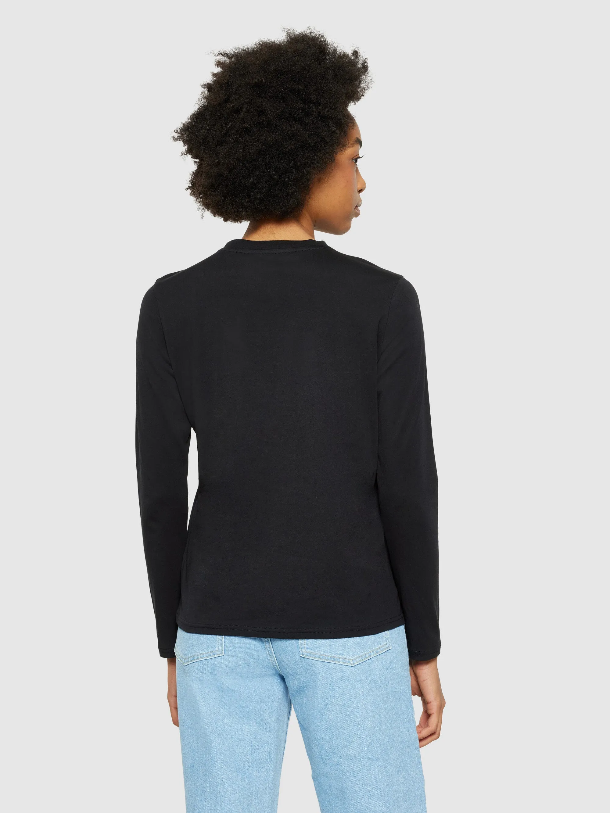 Basic pima cotton long sleeve t-shirt - GOTS/Vegan - Black Jet Knowledge Cotton