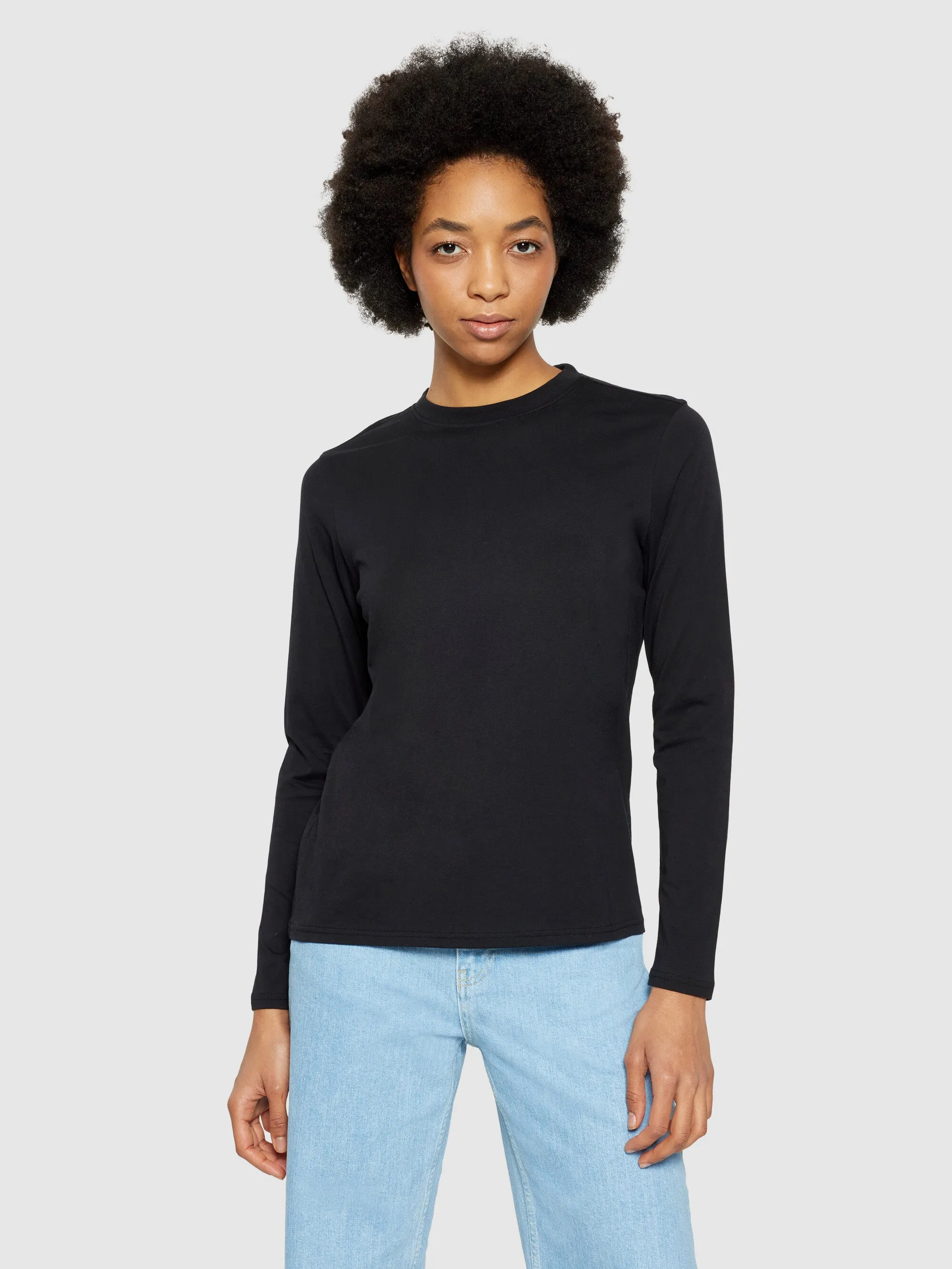 Basic pima cotton long sleeve t-shirt - GOTS/Vegan - Black Jet Knowledge Cotton