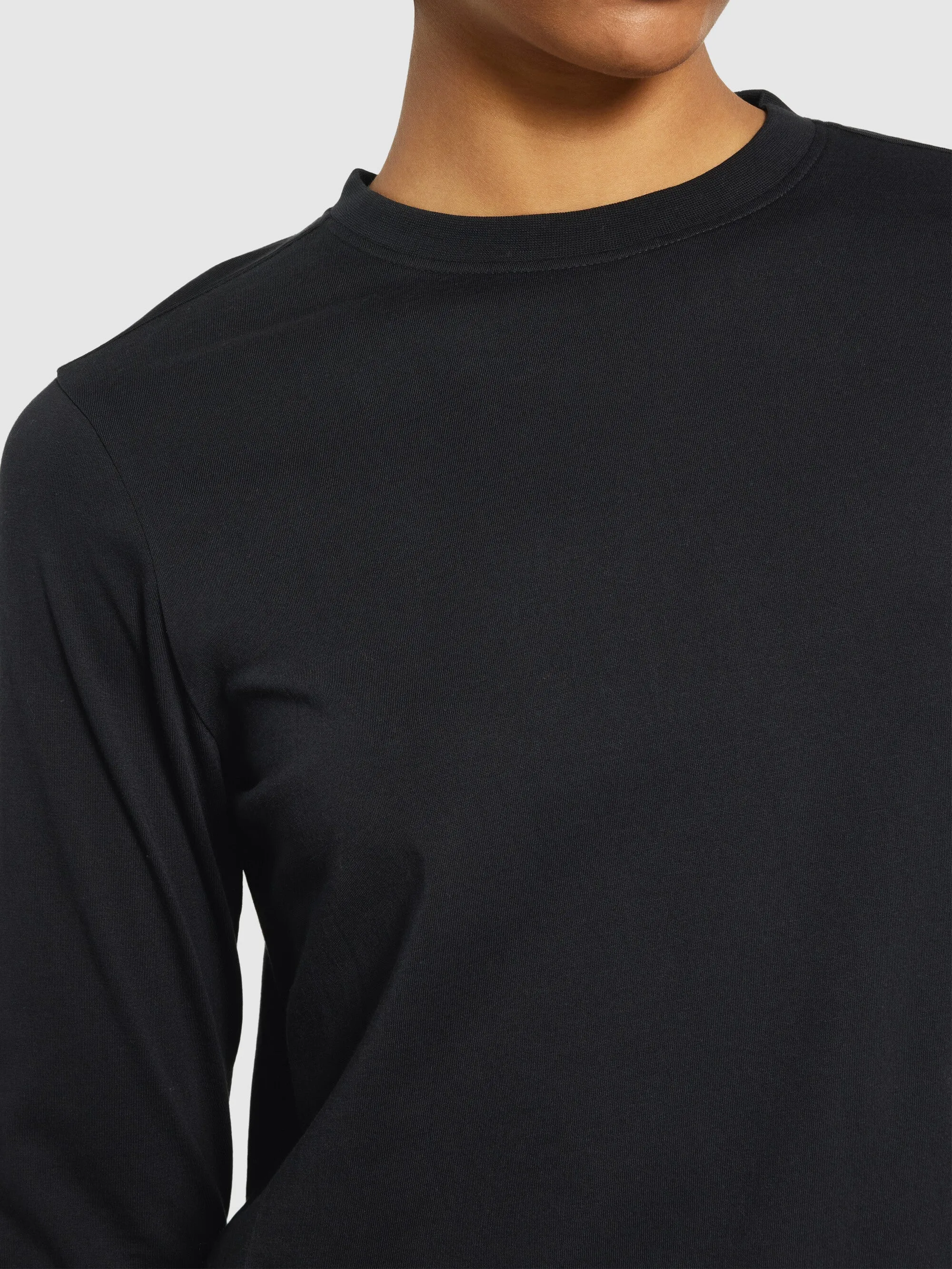 Basic pima cotton long sleeve t-shirt - GOTS/Vegan - Black Jet Knowledge Cotton