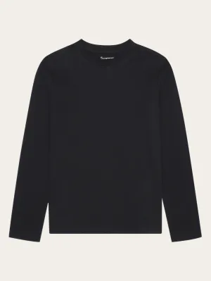 Basic pima cotton long sleeve t-shirt - GOTS/Vegan - Black Jet Knowledge Cotton