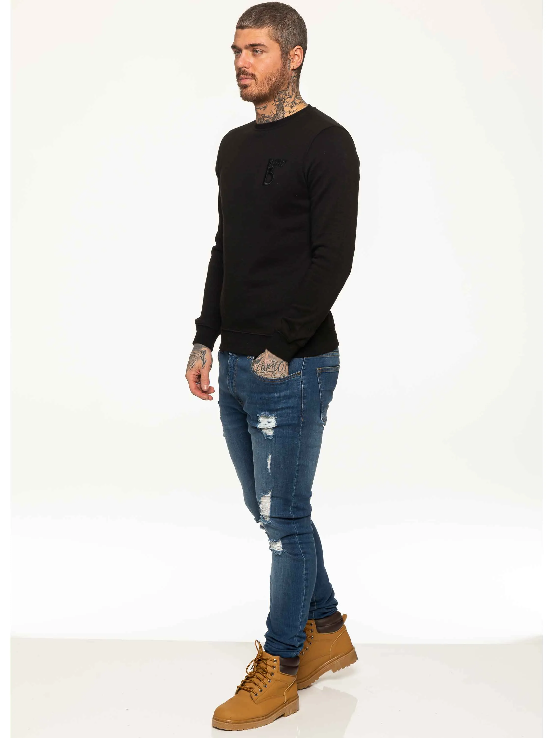 BBH Mens Plain Sweatshirt Crew Neck Jersey Fleece  | Bound By Honour