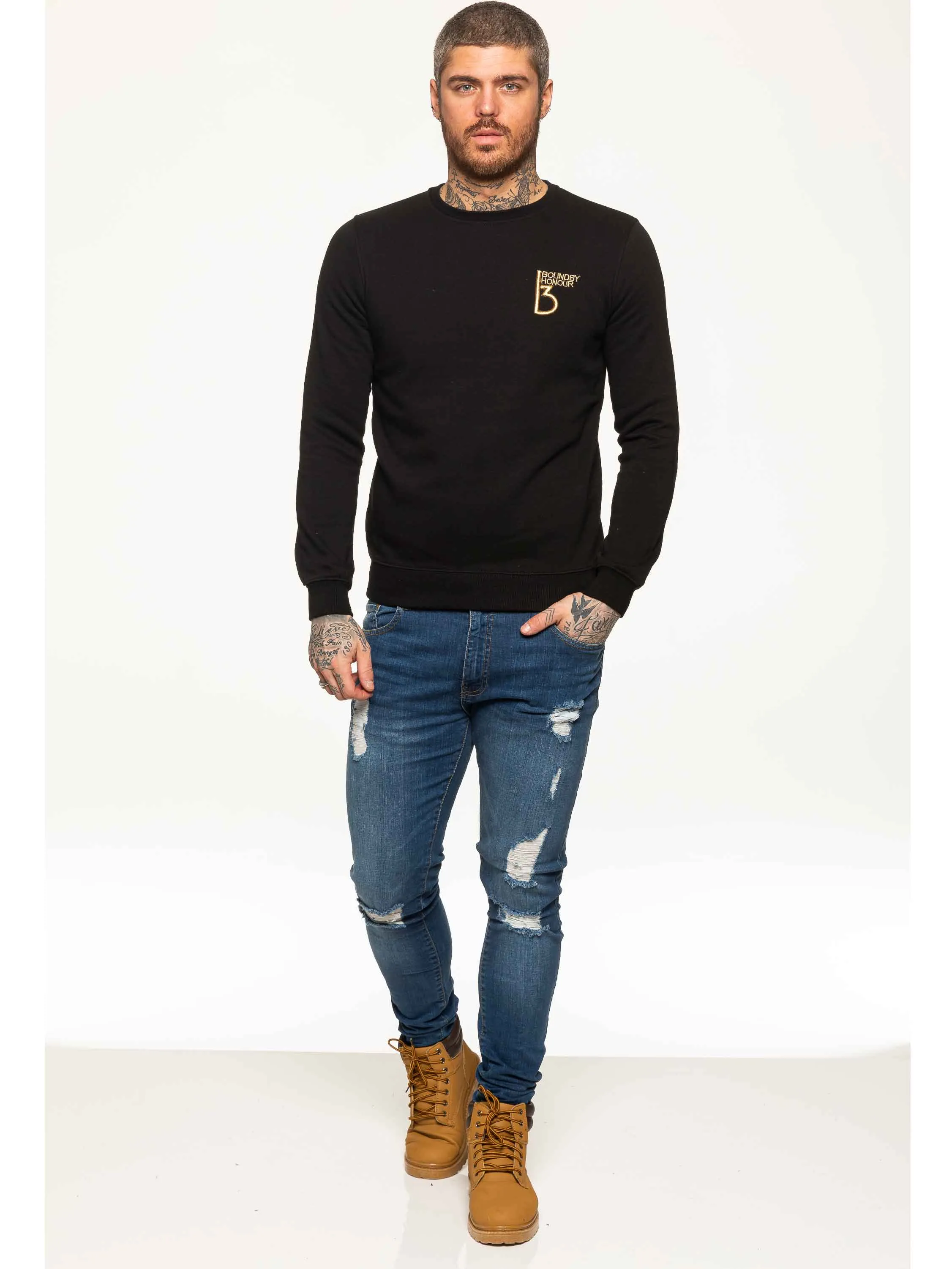 BBH Mens Plain Sweatshirt Crew Neck Jersey Fleece  | Bound By Honour