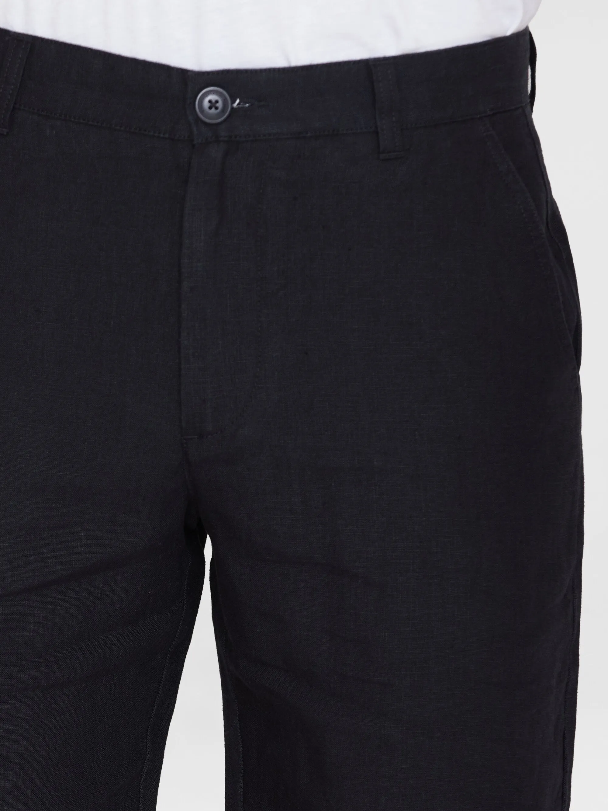 CHUCK regular linen shorts - GOTS/Vegan - Black Jet Knowledge Cotton