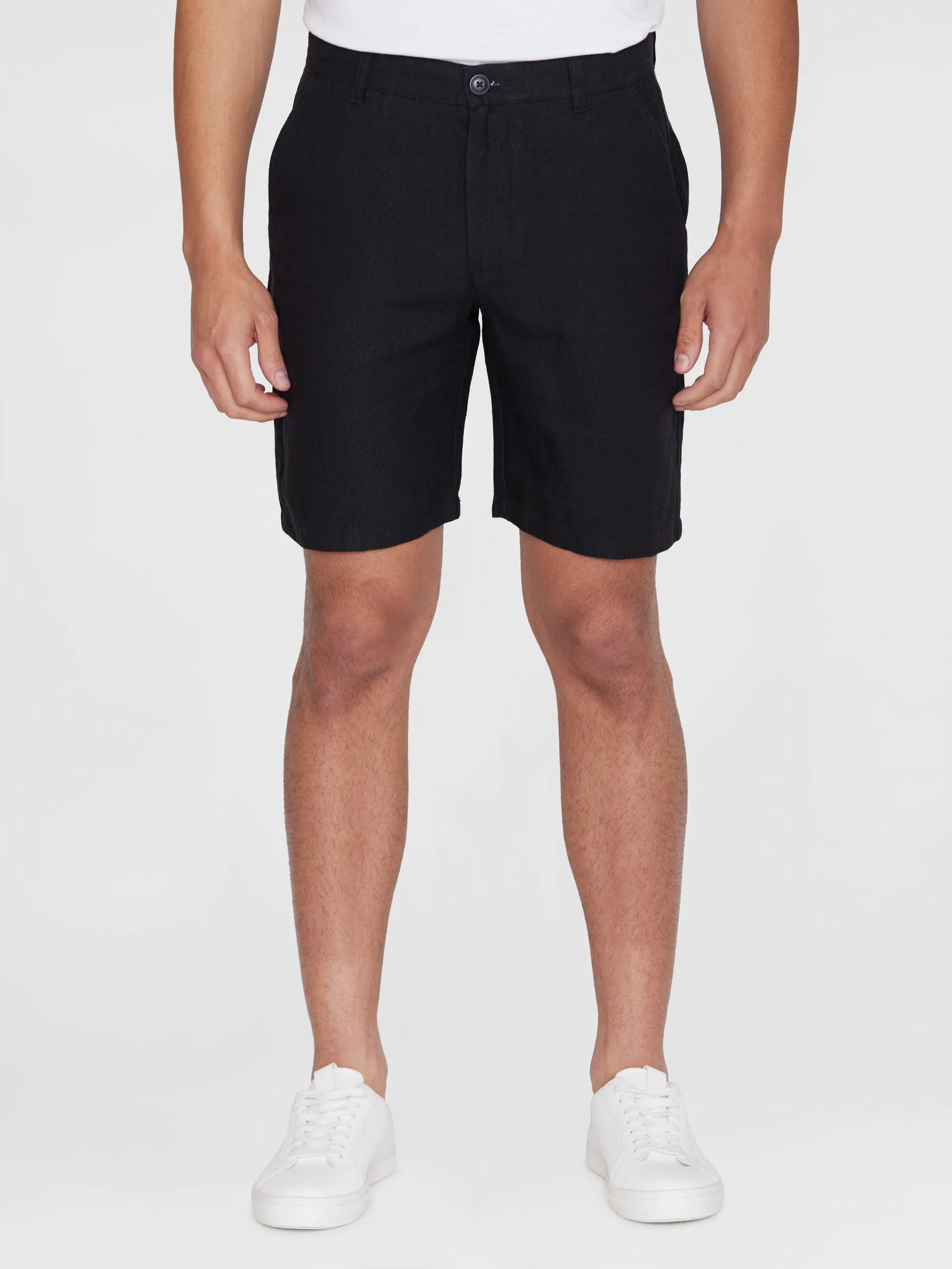 CHUCK regular linen shorts - GOTS/Vegan - Black Jet Knowledge Cotton