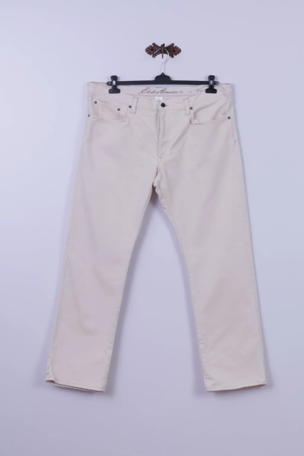 Eddie Bauer Mens 40 x 32 Jeans Trousers Beige Cotton Straight Leg Plus Size Pants