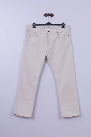 Eddie Bauer Mens 40 x 32 Jeans Trousers Beige Cotton Straight Leg Plus Size Pants