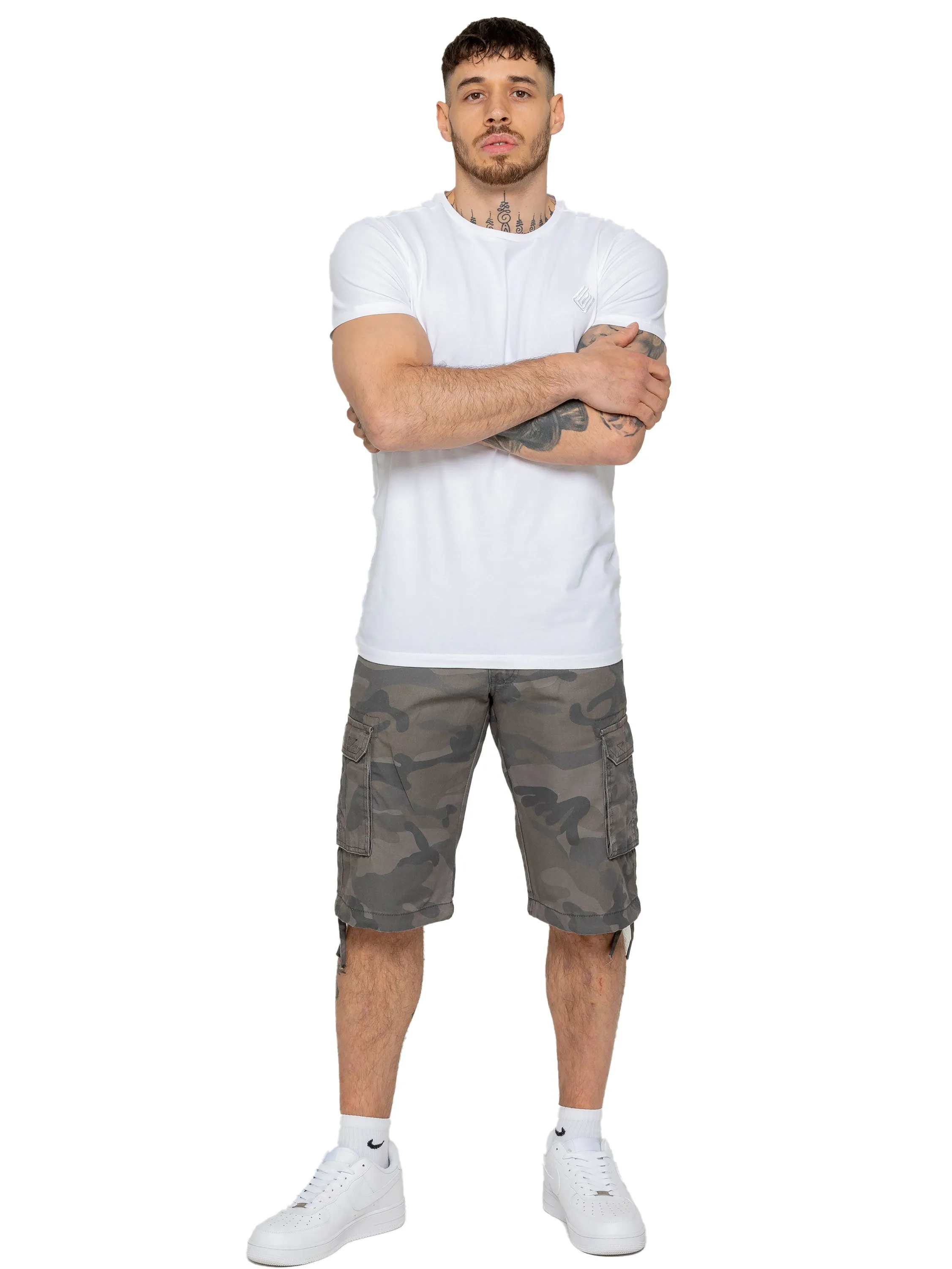 Enzo | Mens Cargo Combat Camo Shorts