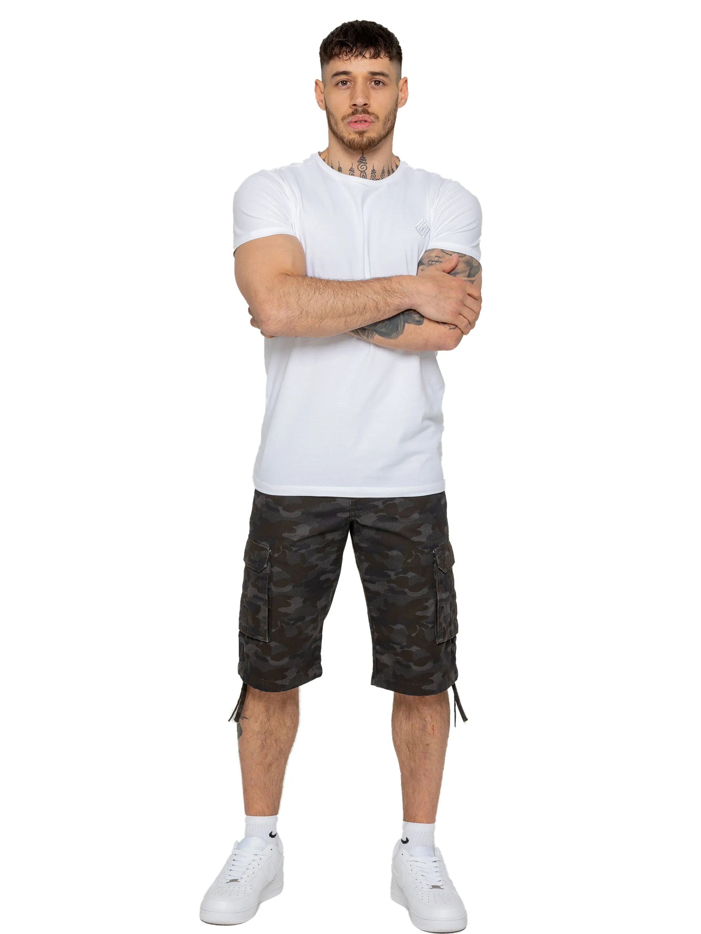 Enzo | Mens Cargo Combat Camo Shorts