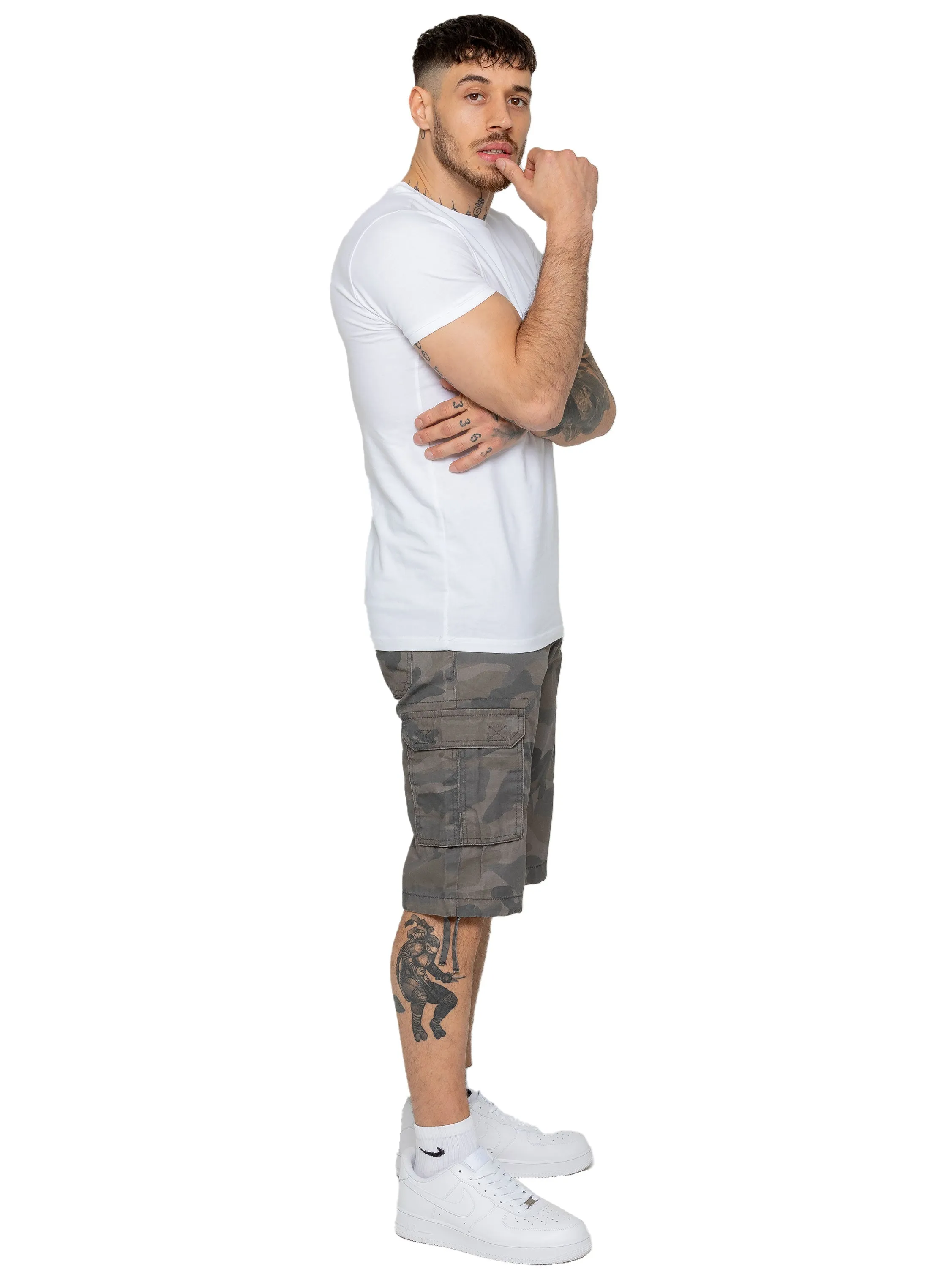 Enzo | Mens Cargo Combat Camo Shorts
