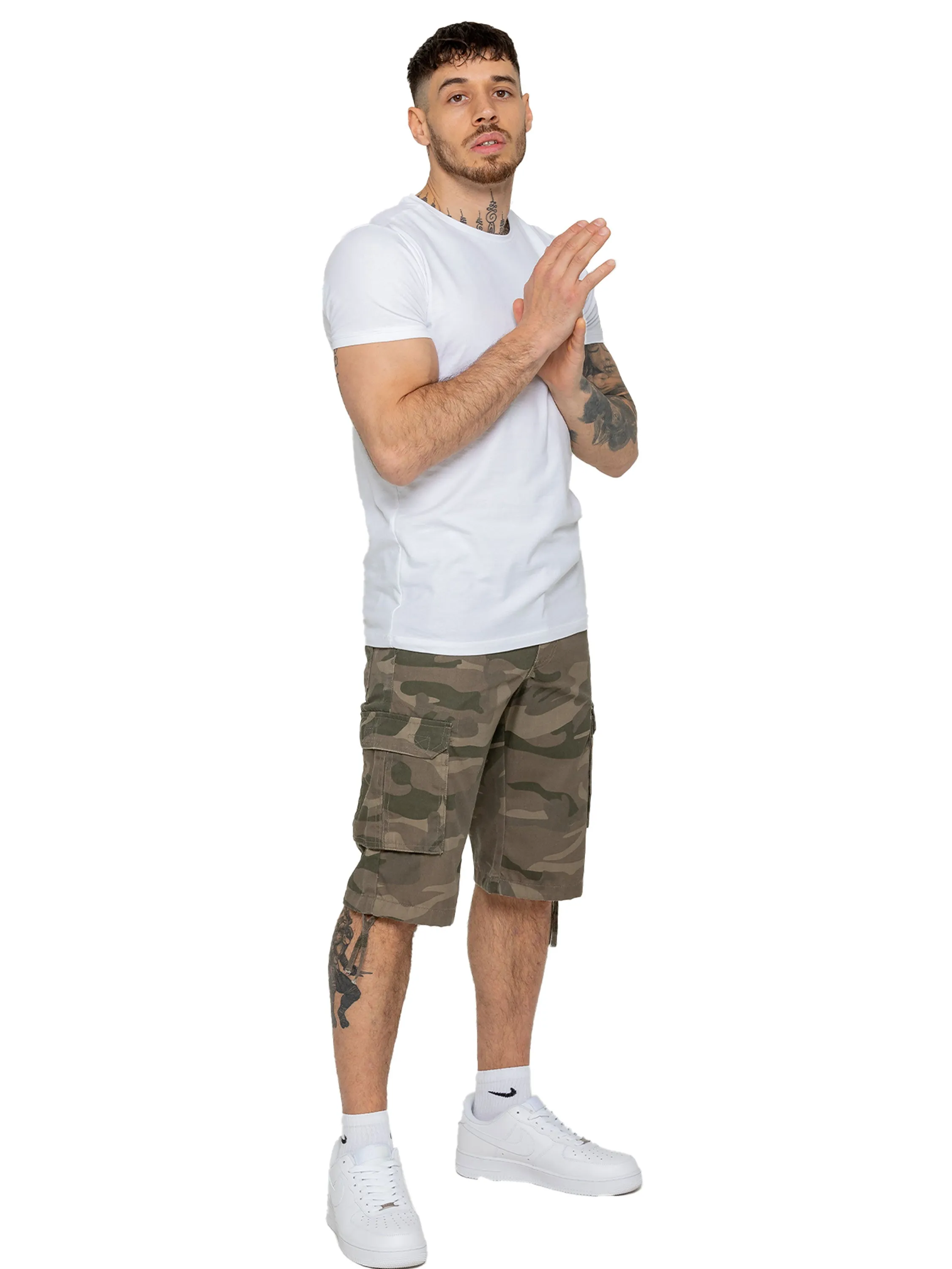 Enzo | Mens Cargo Combat Camo Shorts