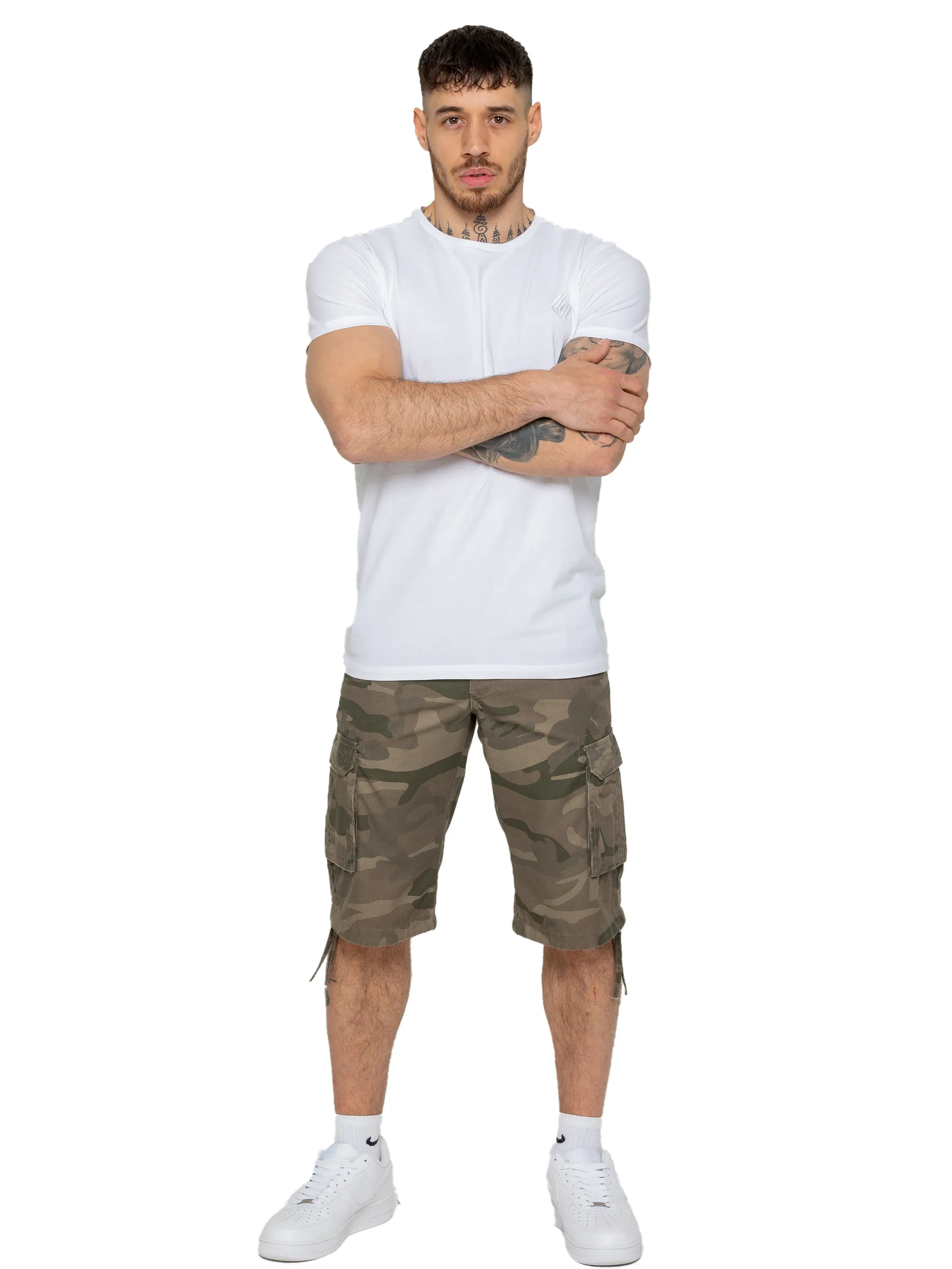 Enzo | Mens Cargo Combat Camo Shorts