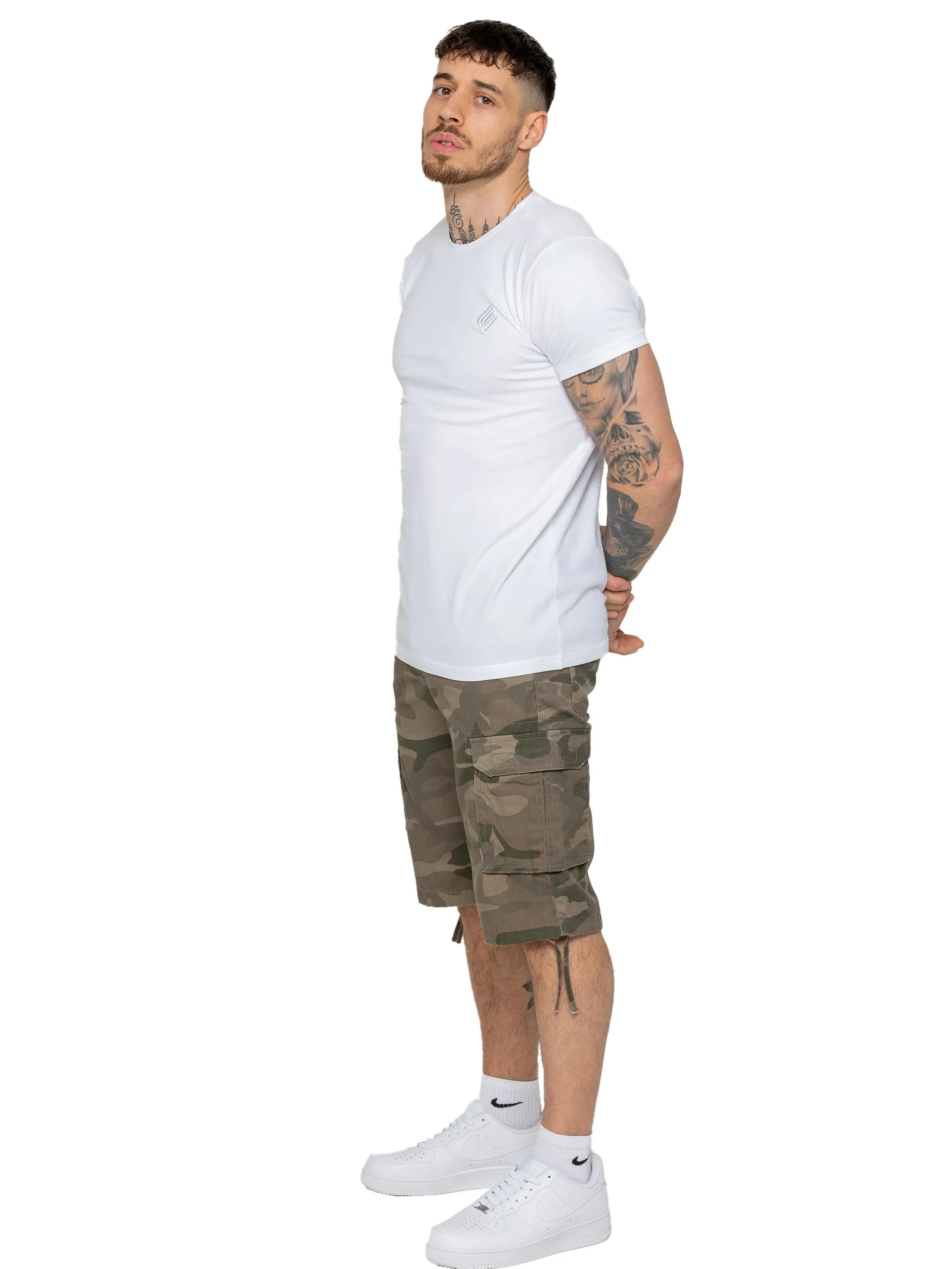 Enzo | Mens Cargo Combat Camo Shorts
