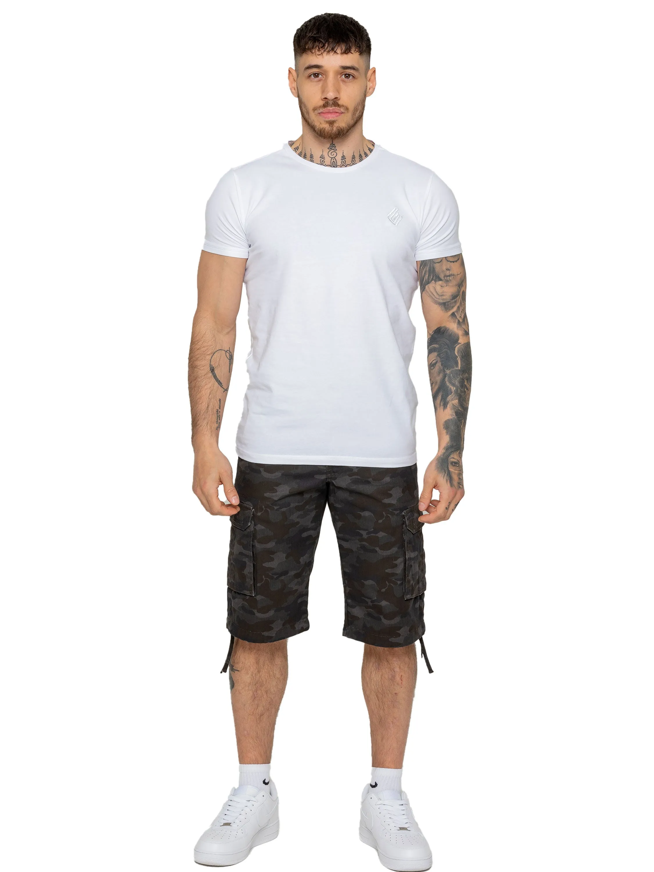 Enzo | Mens Cargo Combat Camo Shorts