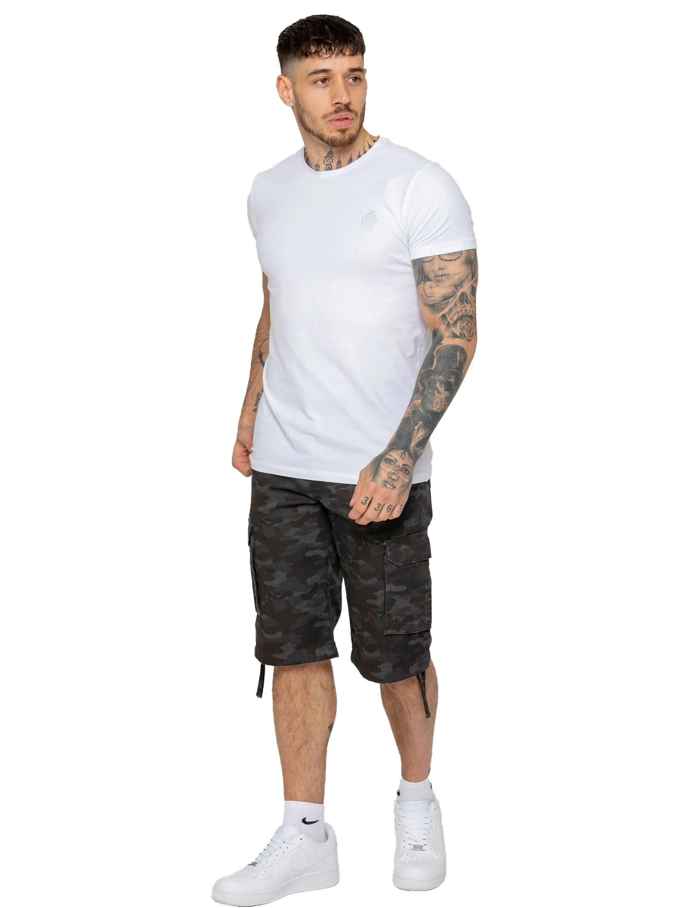 Enzo | Mens Cargo Combat Camo Shorts