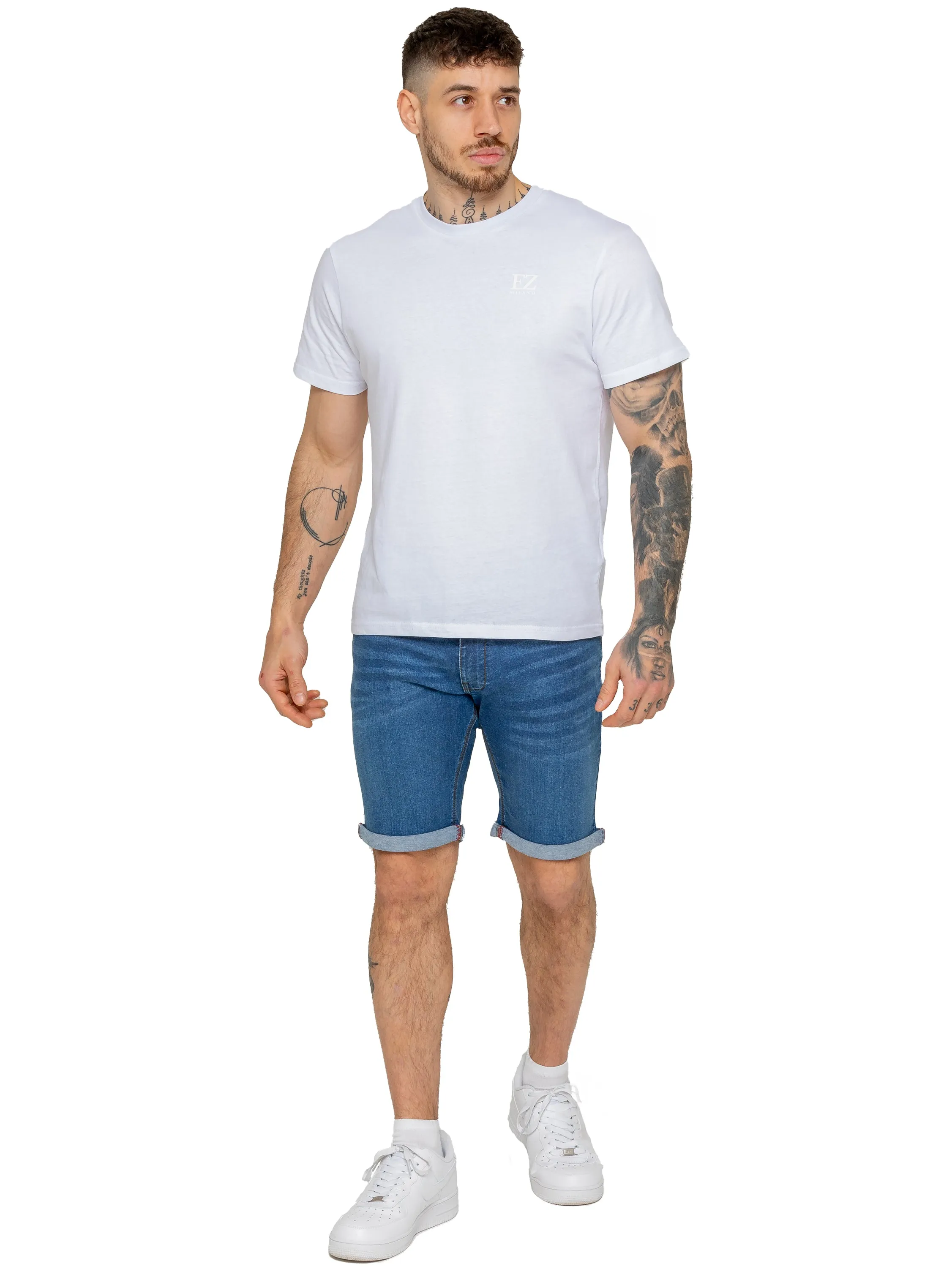 Enzo | Mens Denim Stretch Shorts