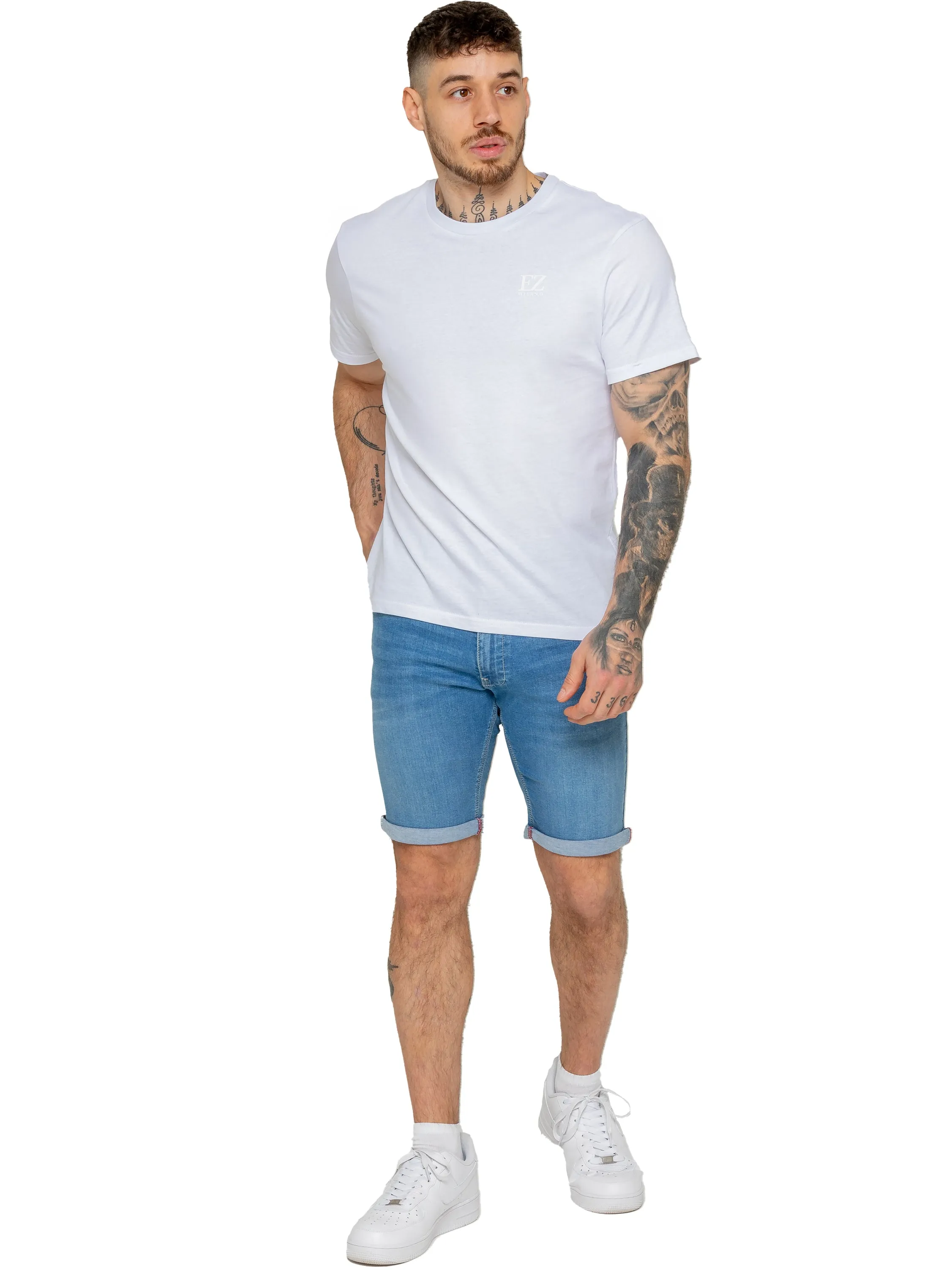 Enzo | Mens Denim Stretch Shorts