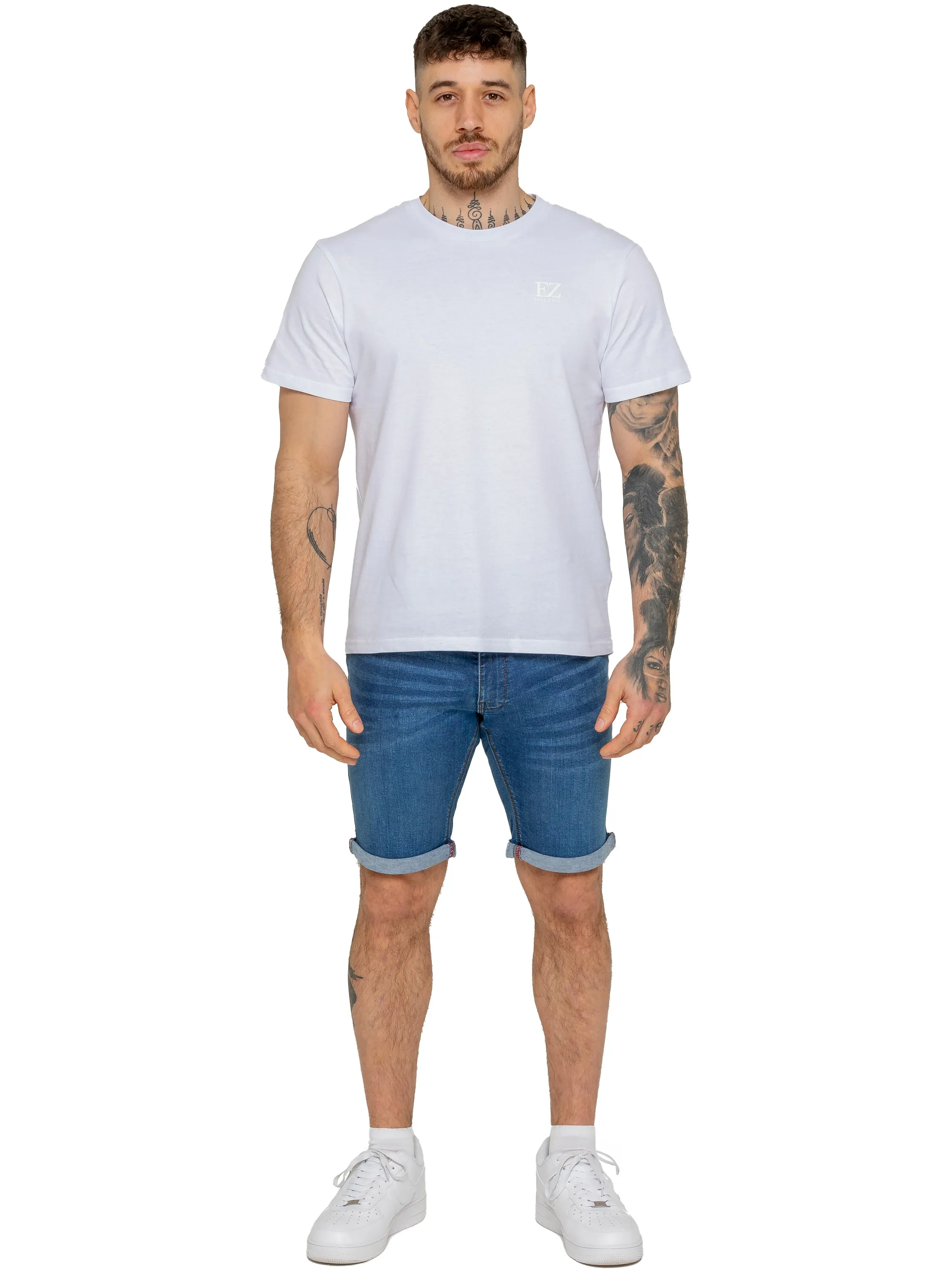Enzo | Mens Denim Stretch Shorts