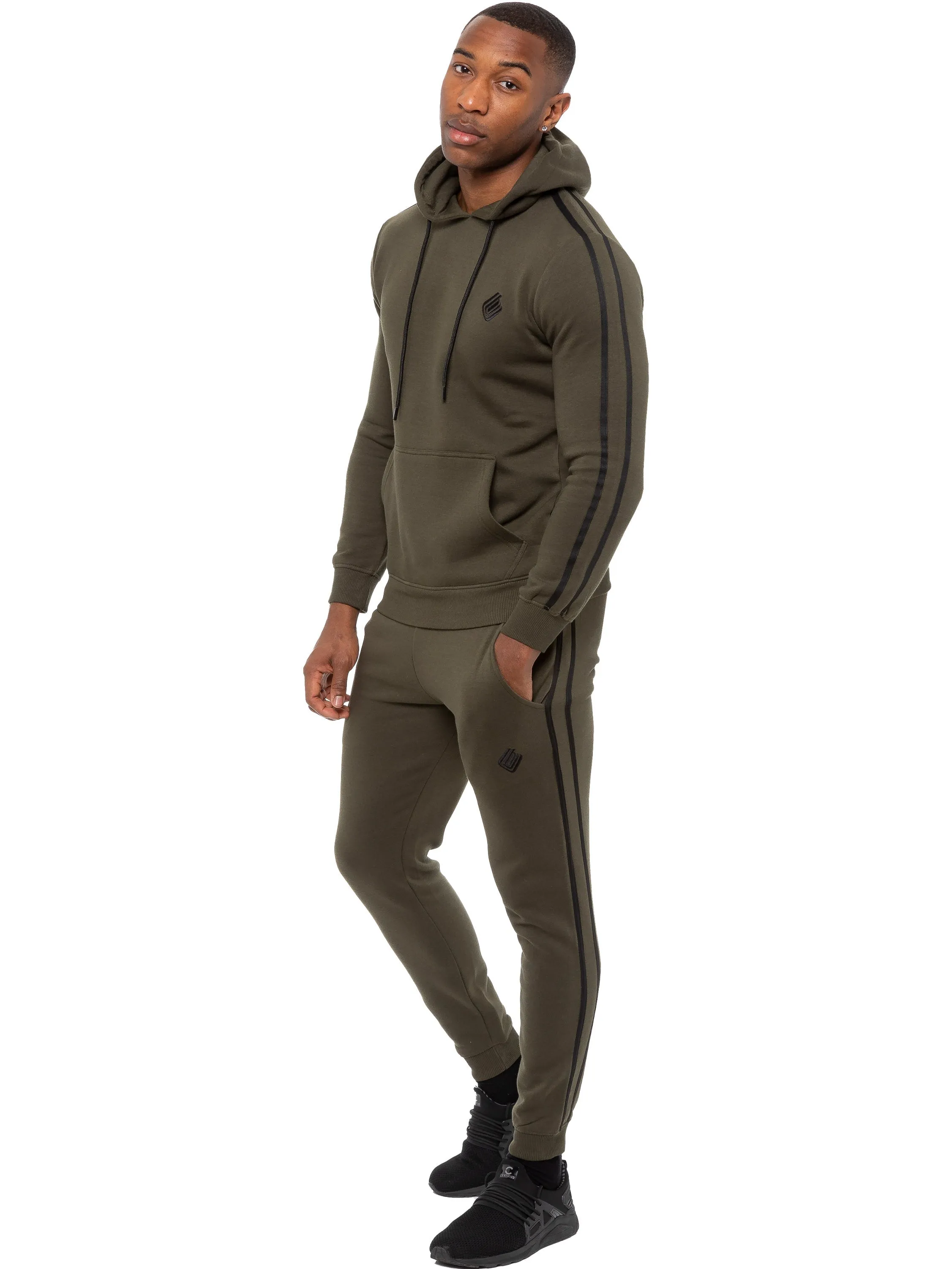 Enzo | Mens Pullover Tape Hoodie Tracksuit Set