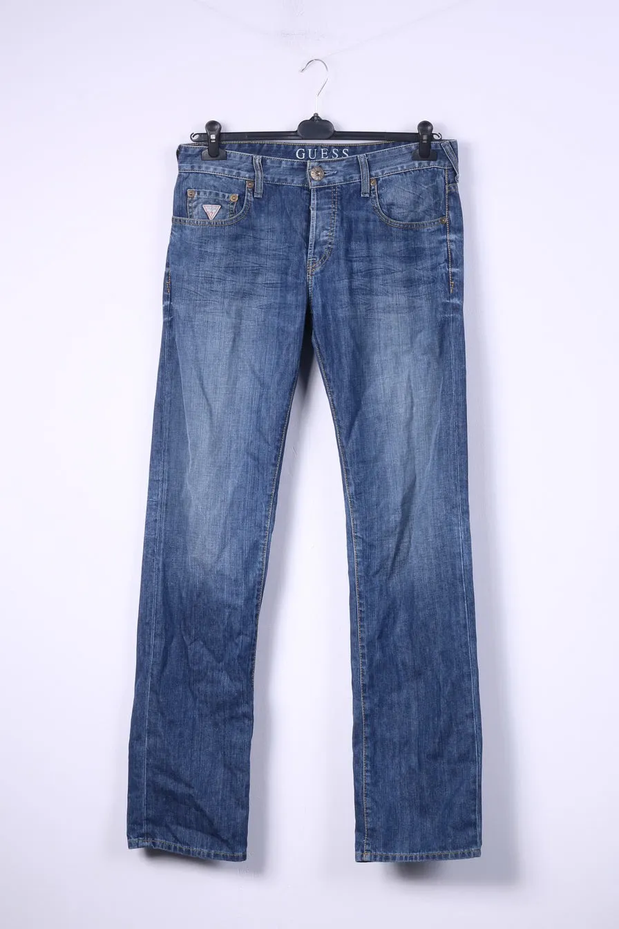 Guess Los Angeles Mens W32 Trousers Denim Cotton Jeans Straight Leg Pants