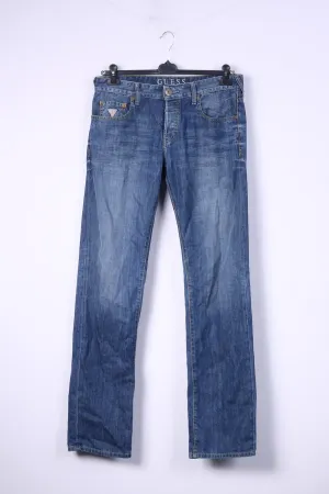 Guess Los Angeles Mens W32 Trousers Denim Cotton Jeans Straight Leg Pants