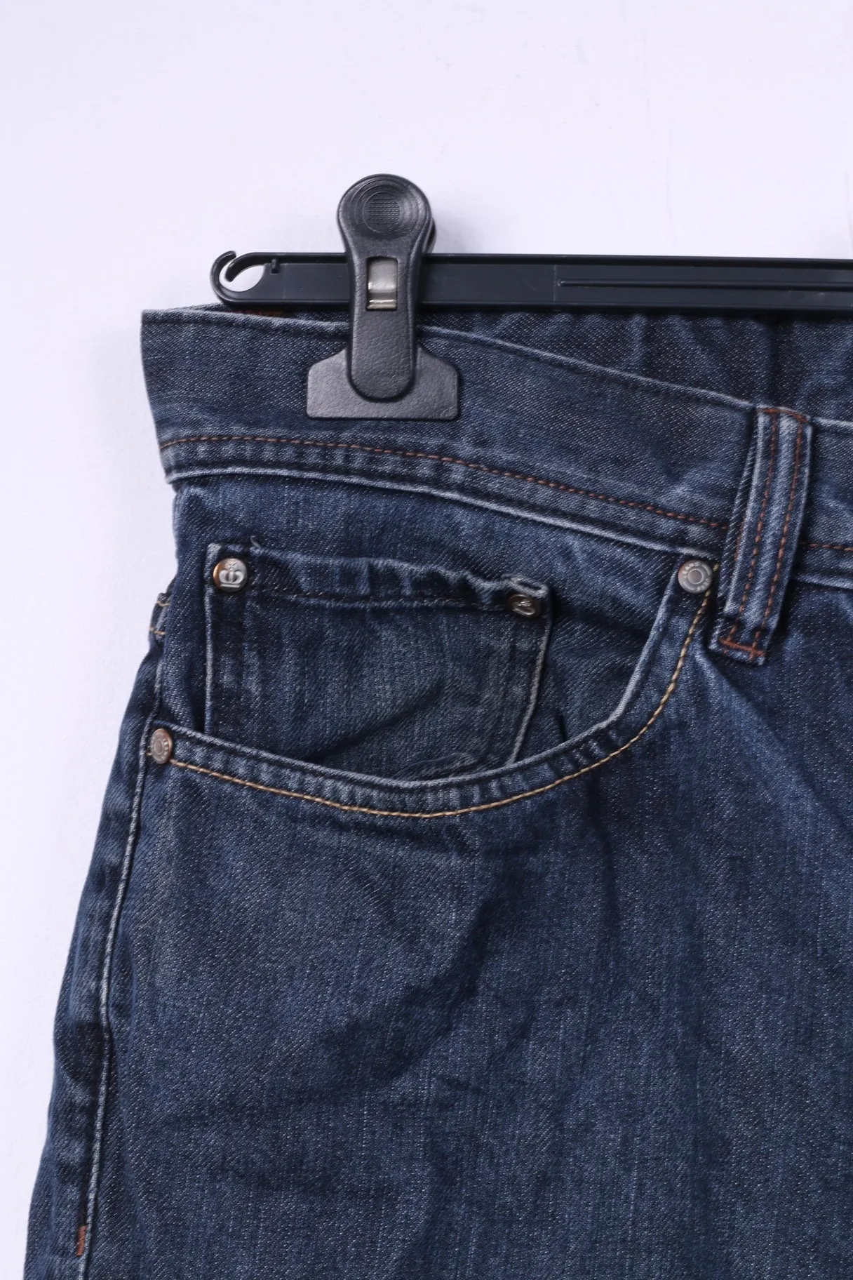 Jeff Banks London Mens W34 L30 Trousers Straight Leg Navy To Fit Waist Cotton