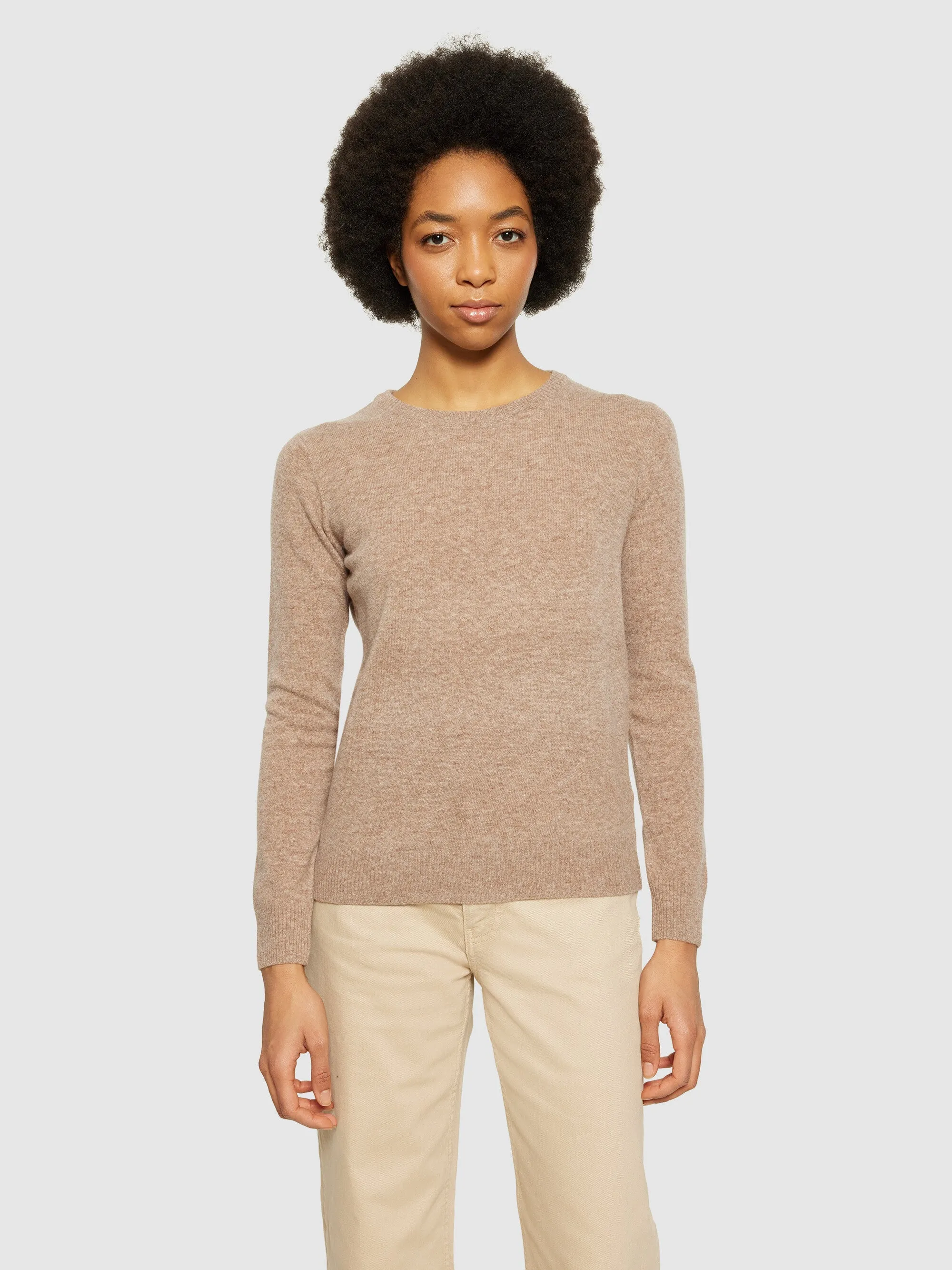 Lambswool crew neck - Kelp melange Knowledge Cotton