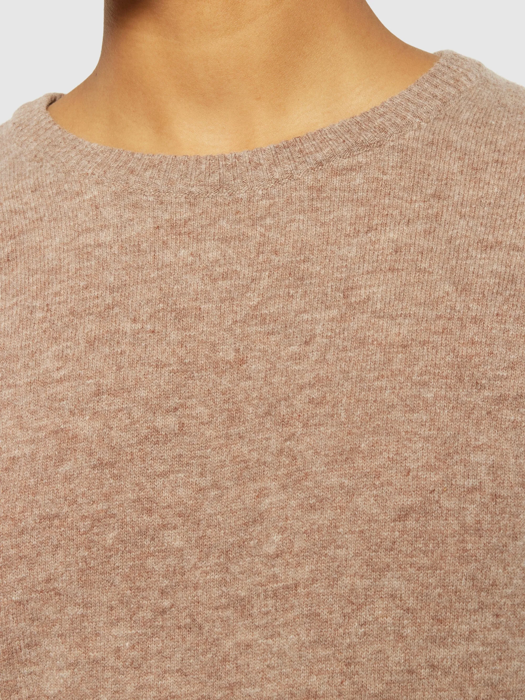 Lambswool crew neck - Kelp melange Knowledge Cotton