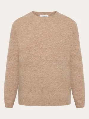 Lambswool crew neck - Kelp melange Knowledge Cotton