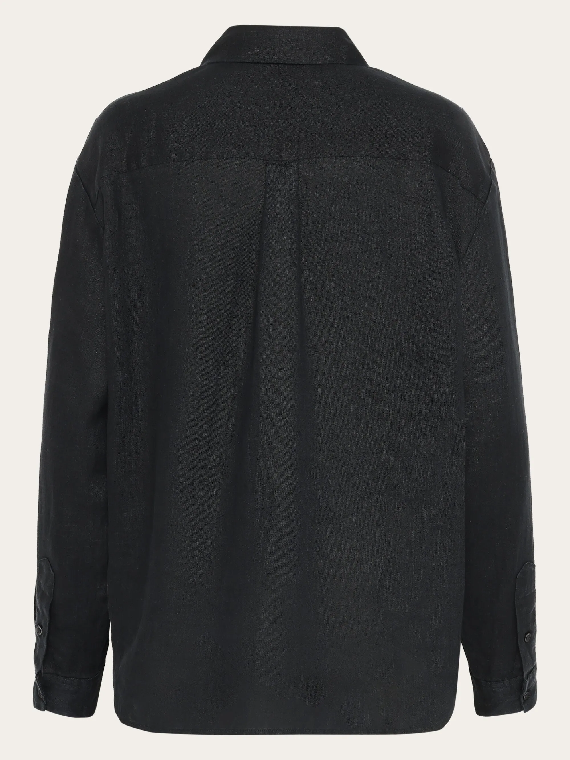 Loose linen long sleeved shirt - GOTS/Vegan - Black Jet Knowledge Cotton