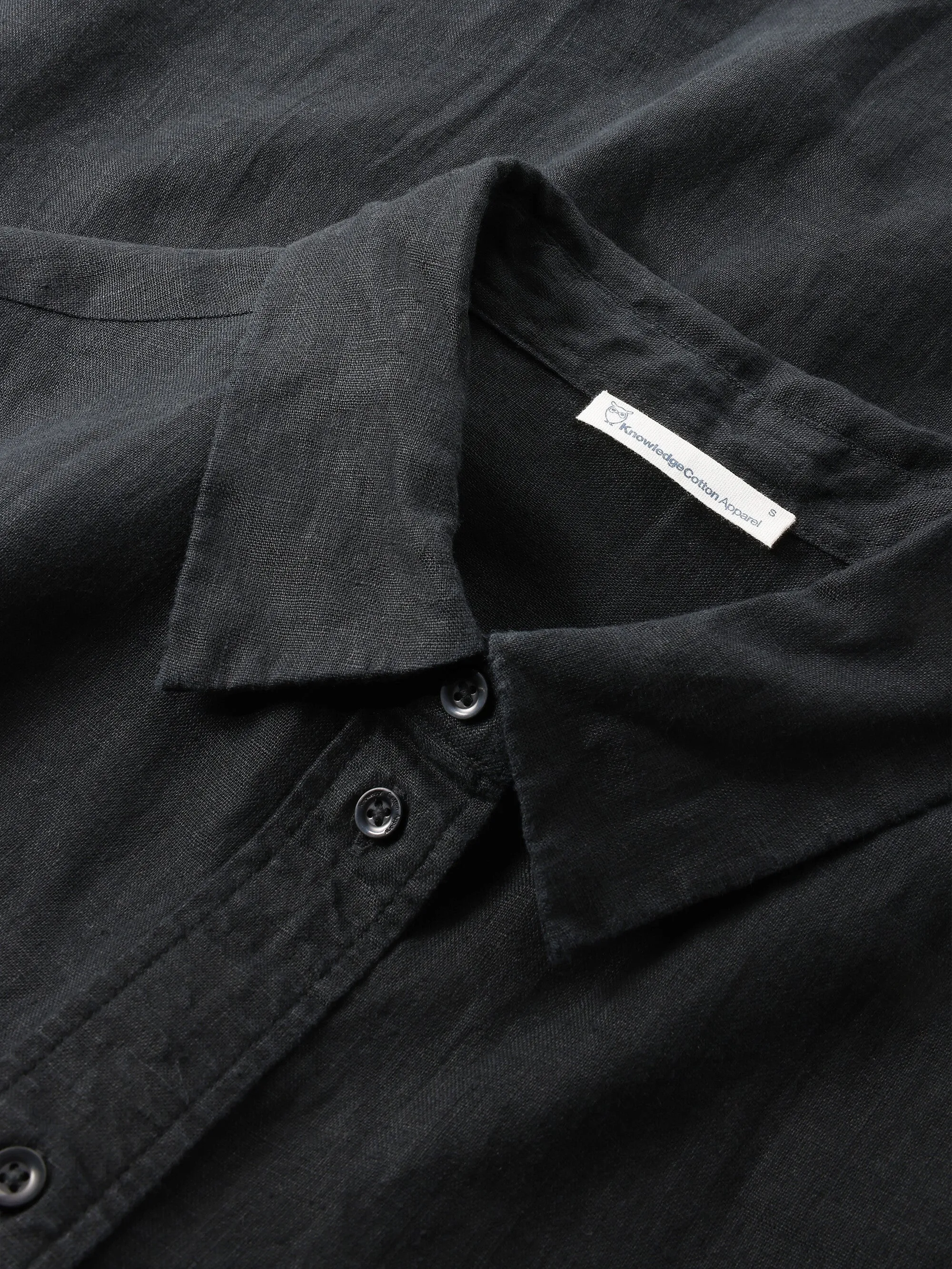 Loose linen long sleeved shirt - GOTS/Vegan - Black Jet Knowledge Cotton