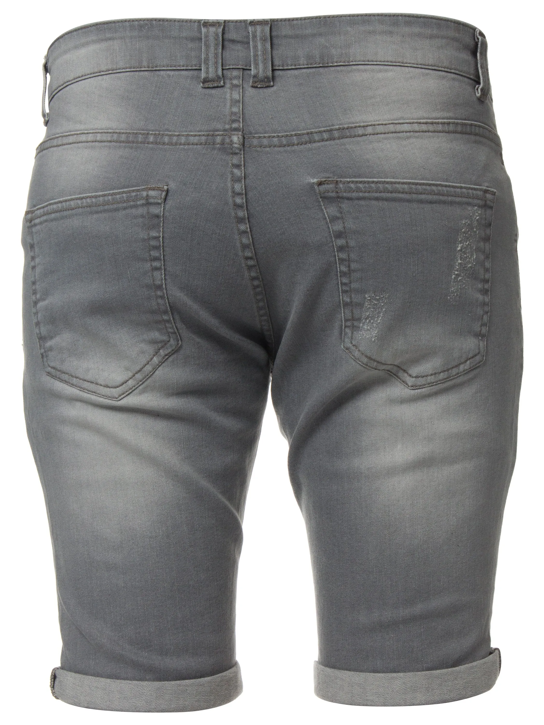 Mens Denim Skinny Fit Distressed Shorts | Enzo Designer Menswear