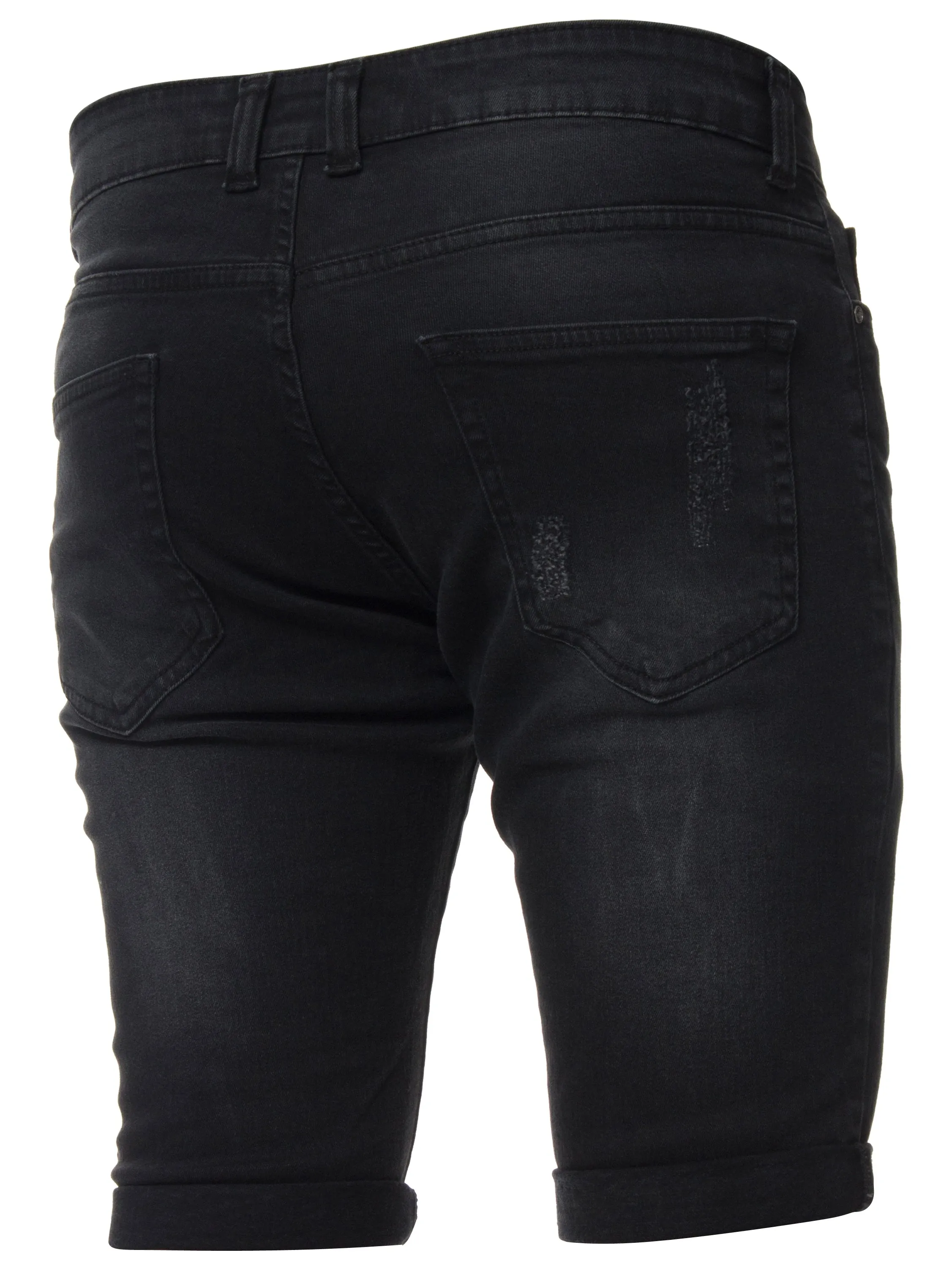 Mens Denim Skinny Fit Distressed Shorts | Enzo Designer Menswear