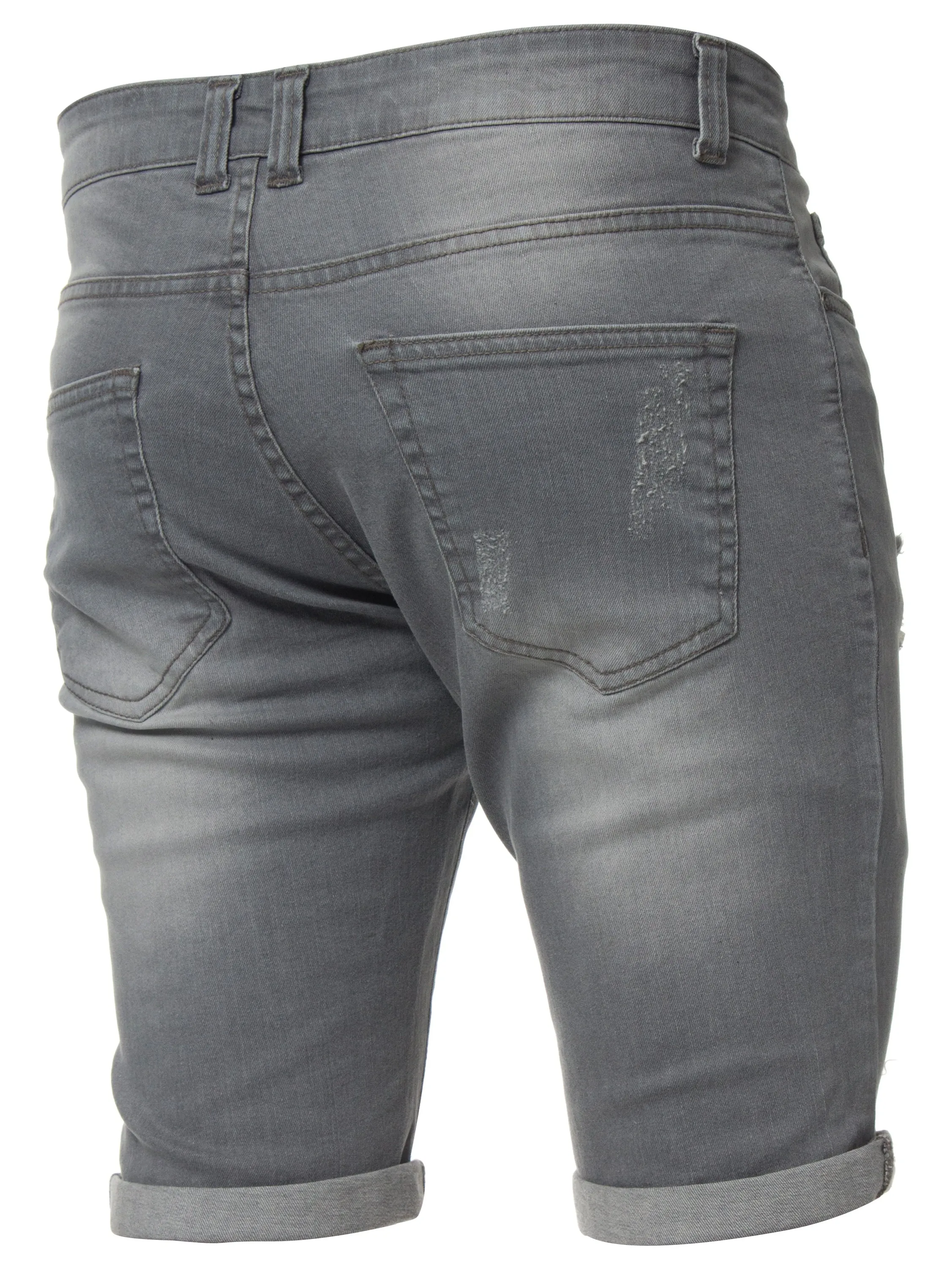Mens Denim Skinny Fit Distressed Shorts | Enzo Designer Menswear