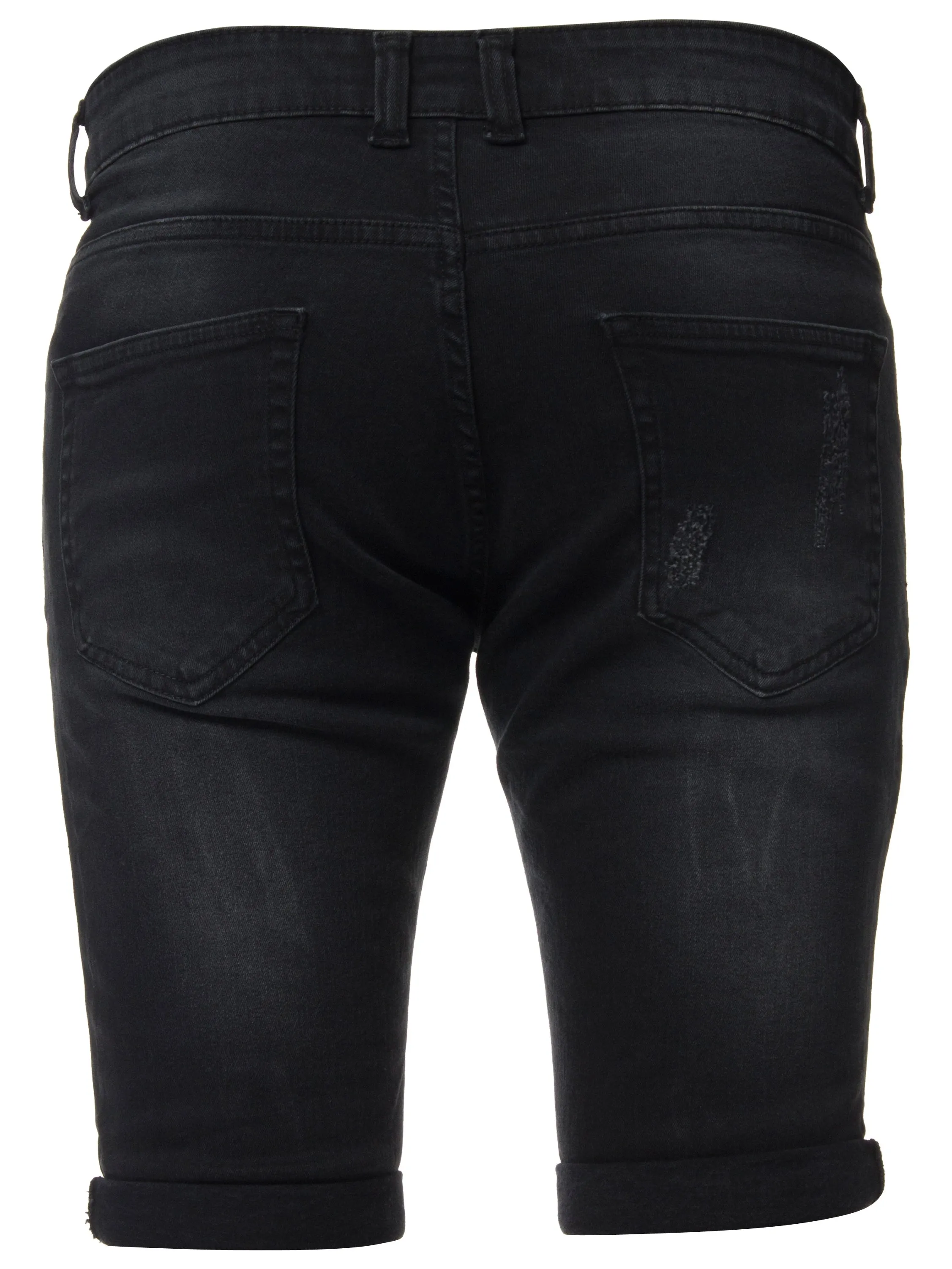 Mens Denim Skinny Fit Distressed Shorts | Enzo Designer Menswear