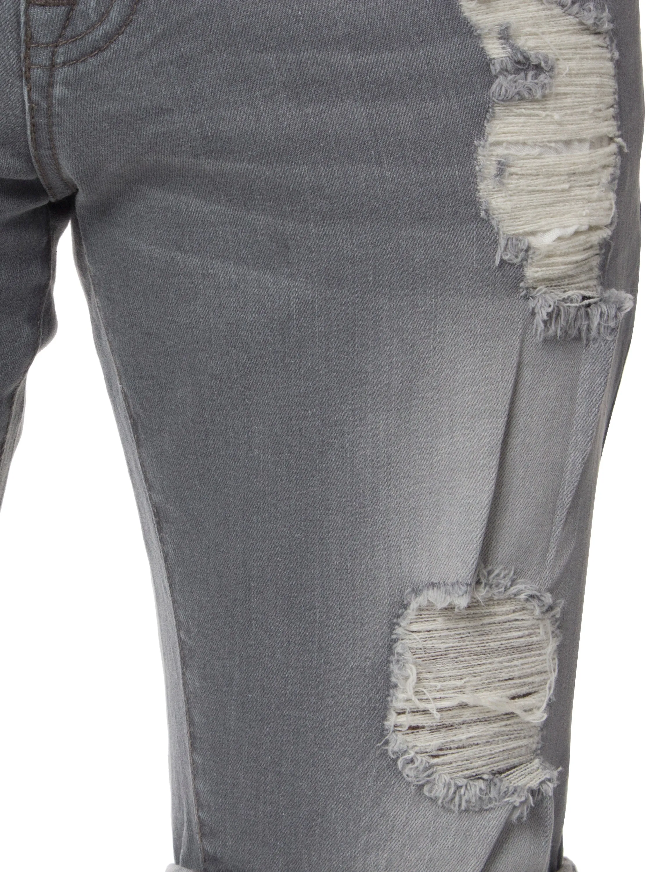 Mens Denim Skinny Fit Distressed Shorts | Enzo Designer Menswear