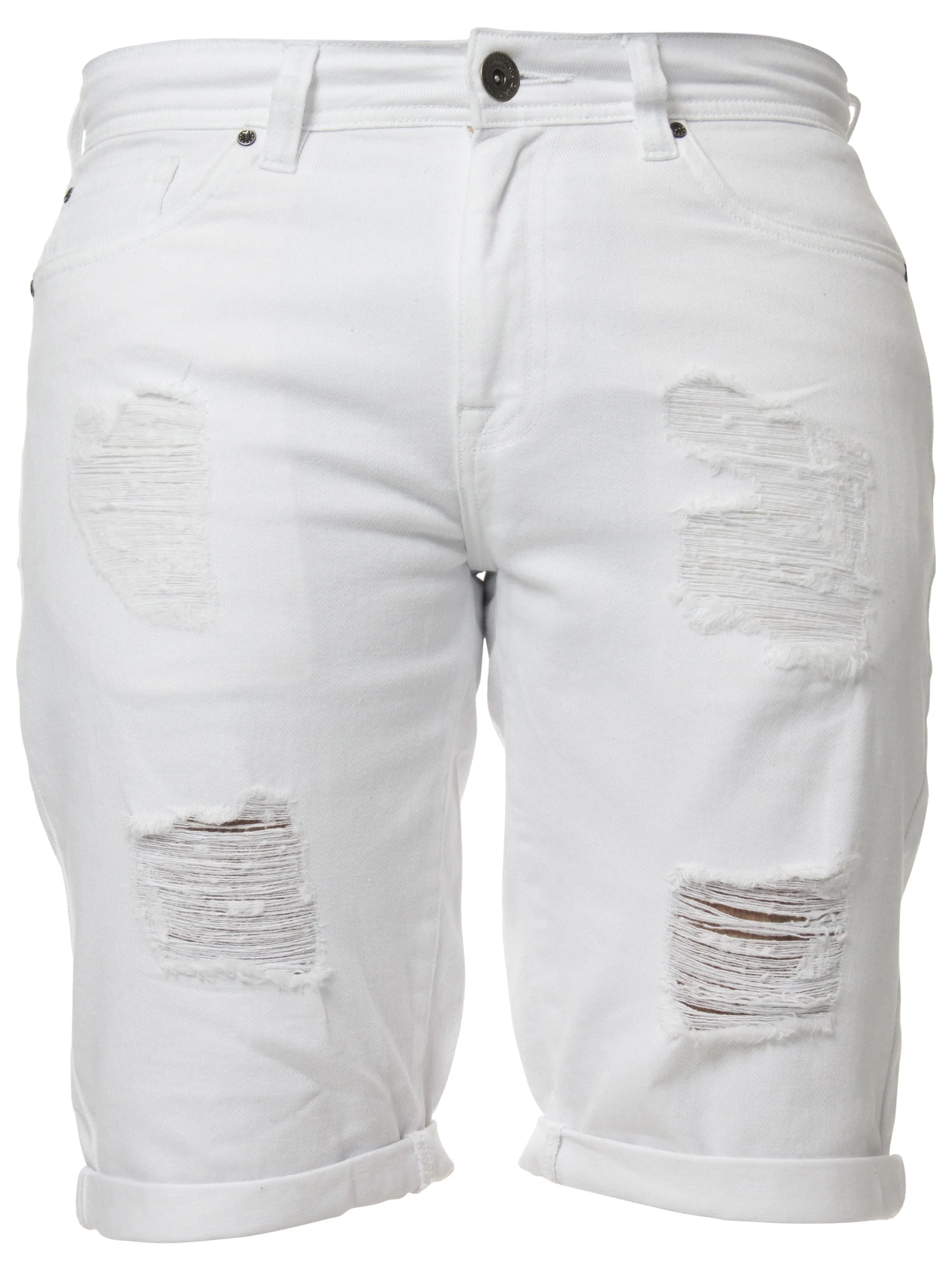 Mens Denim Skinny Fit Distressed Shorts | Enzo Designer Menswear