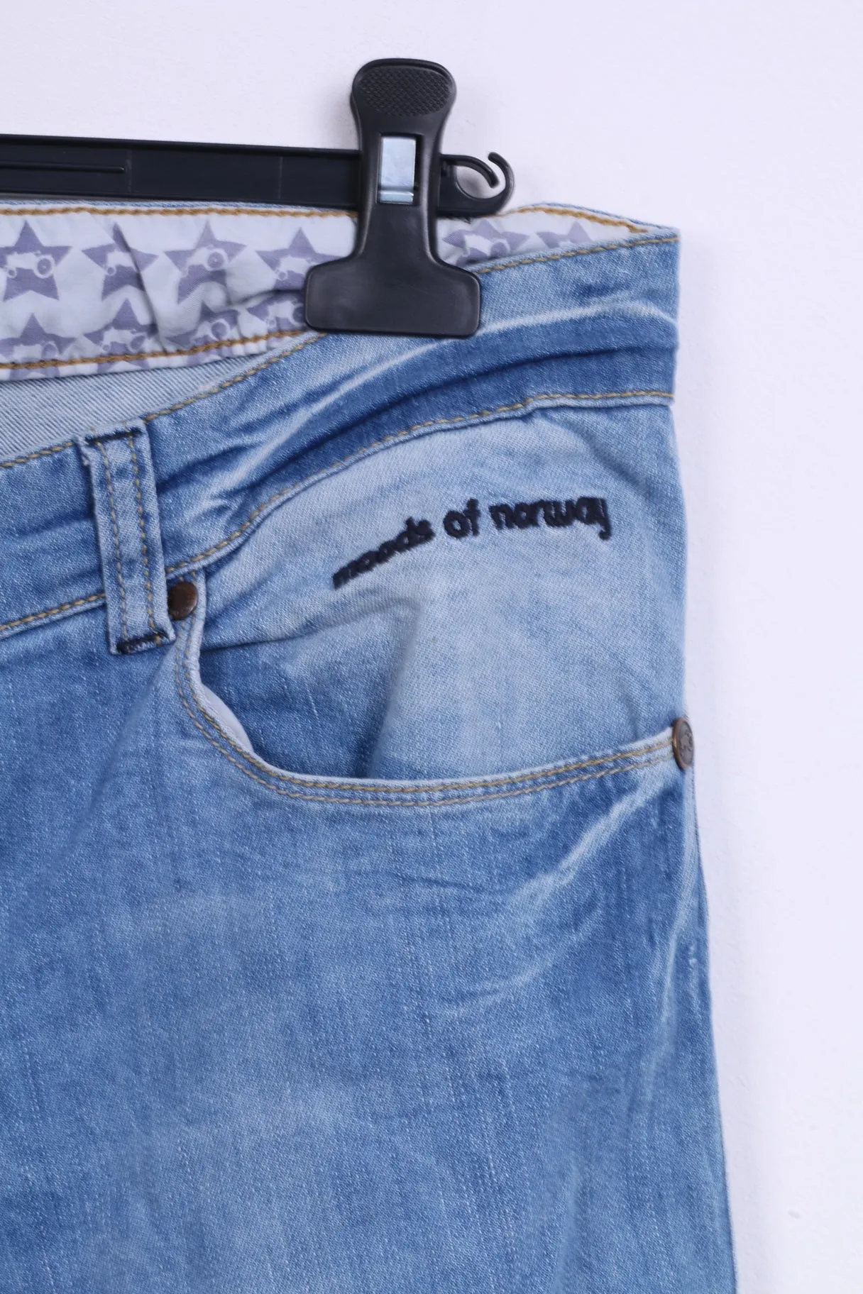 Moods of Norway Mens W36 L32 Trousers Cotton Light Blue