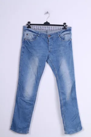 Moods of Norway Mens W36 L32 Trousers Cotton Light Blue