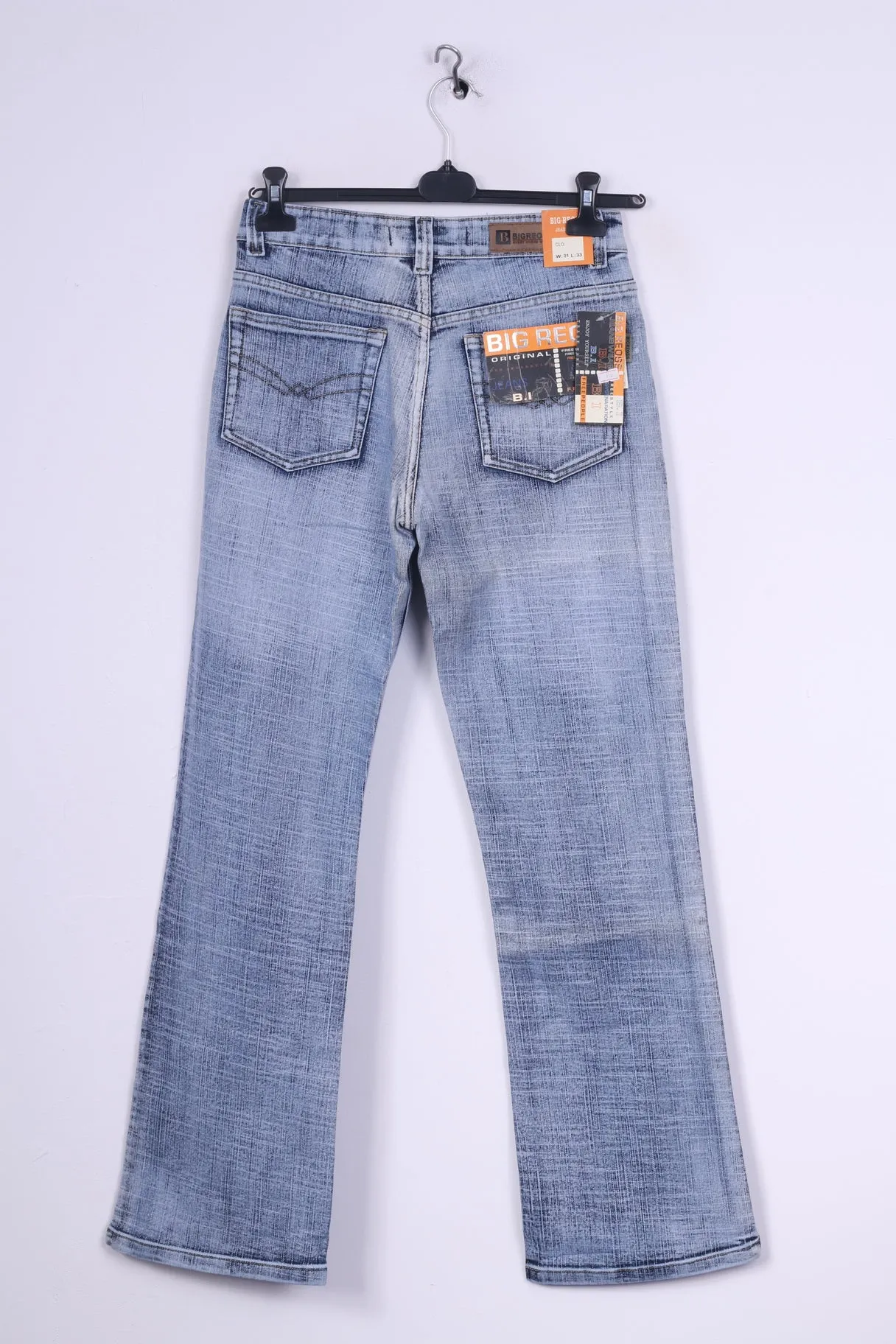 New Big Reoss Mens W31 L33 Trousers Blue Jeans Washed Look Pants