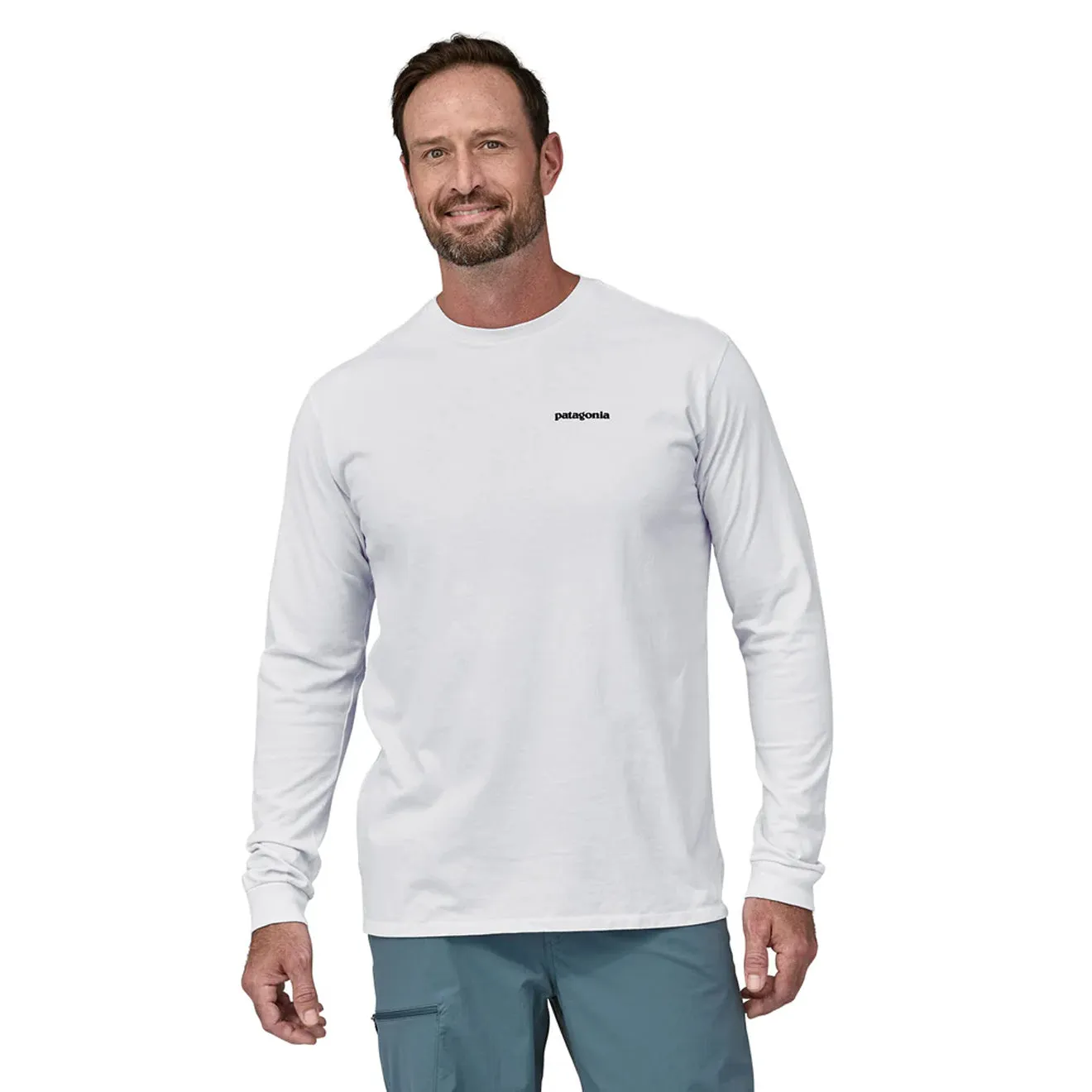 Patagonia L/S P-6 Logo Responsibili-Tee White