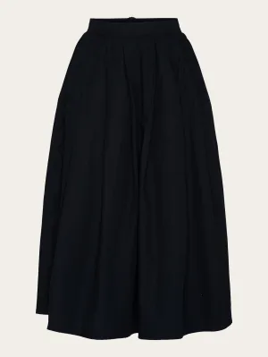 Poplin pleated mid-length skirt - Black Jet Knowledge Cotton