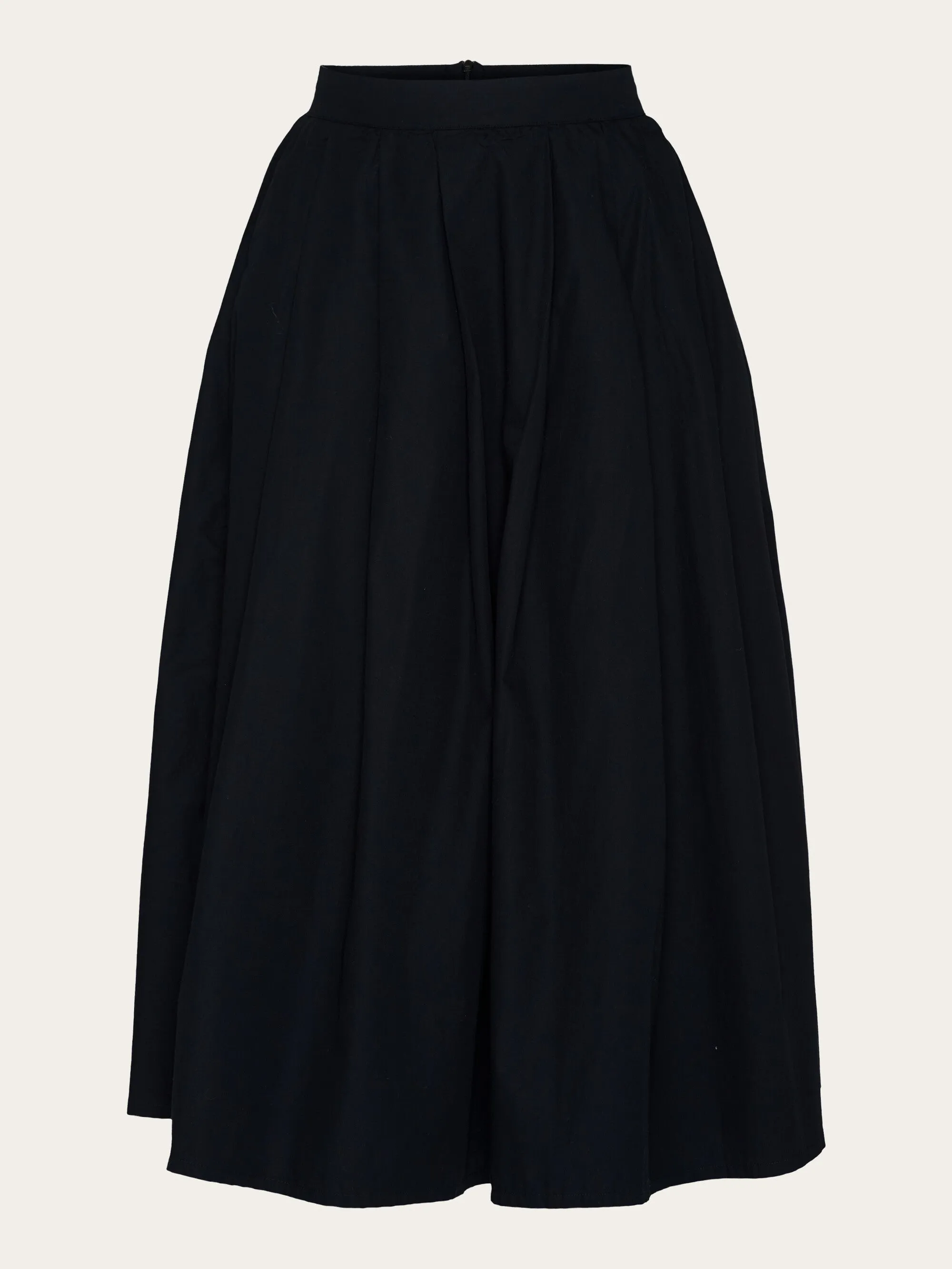 Poplin pleated mid-length skirt - Black Jet Knowledge Cotton