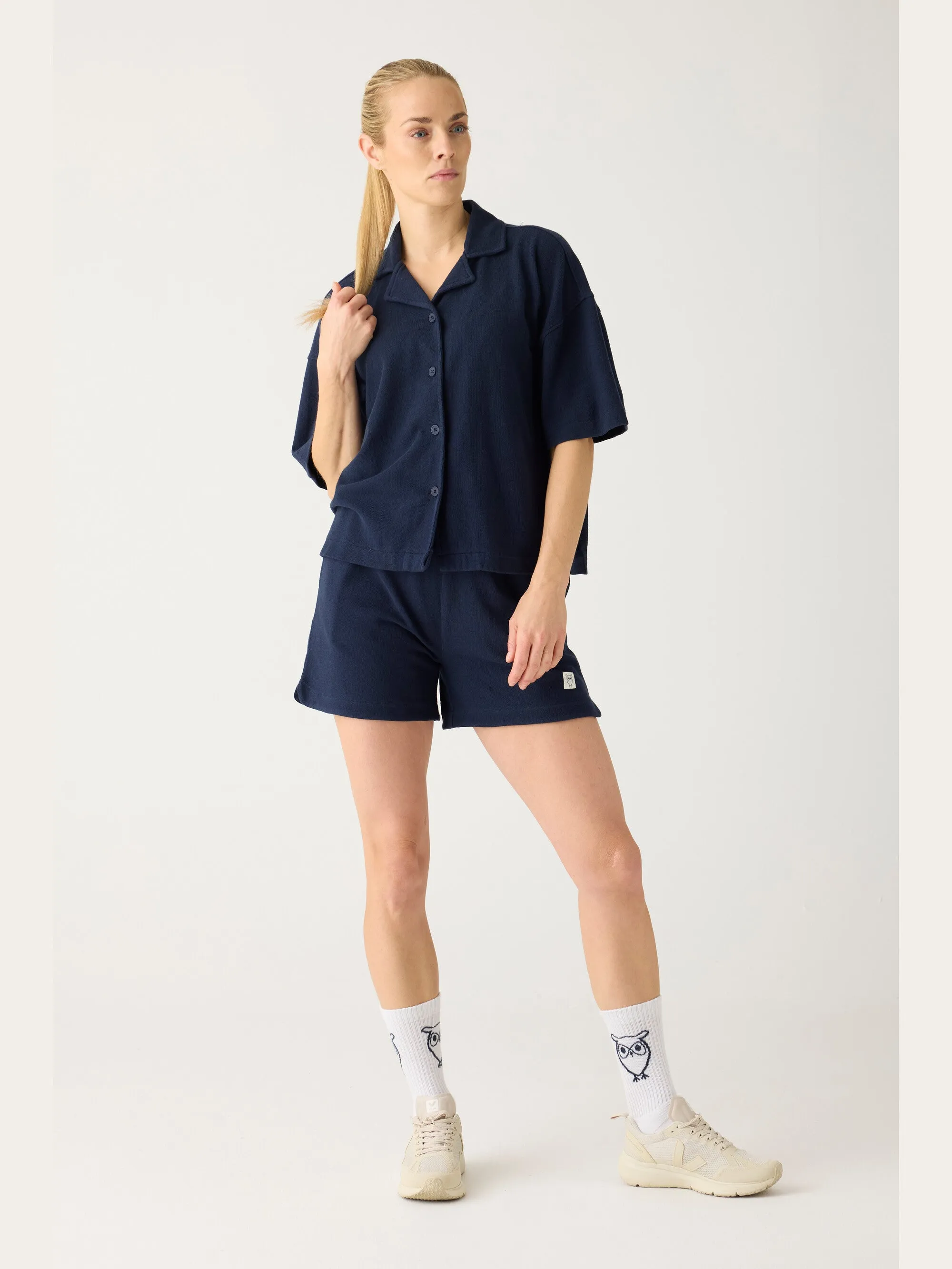 POSEY elastic waist boucl shorts - GOTS/Vegan - Night Sky Knowledge Cotton