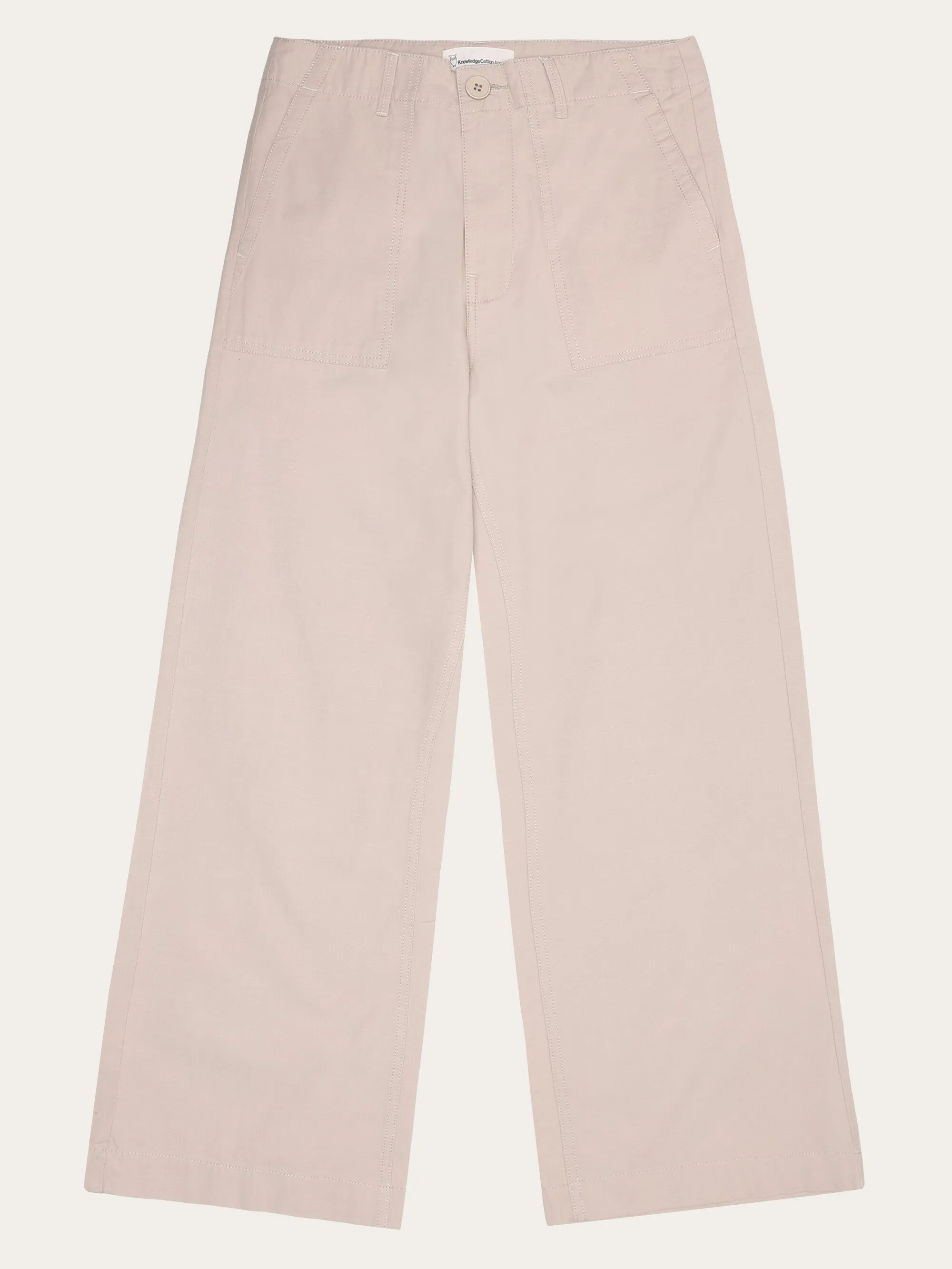 POSEY mid-rise wide slub yarn cropped pants GOTS/Vegan - Light feather gray Knowledge Cotton